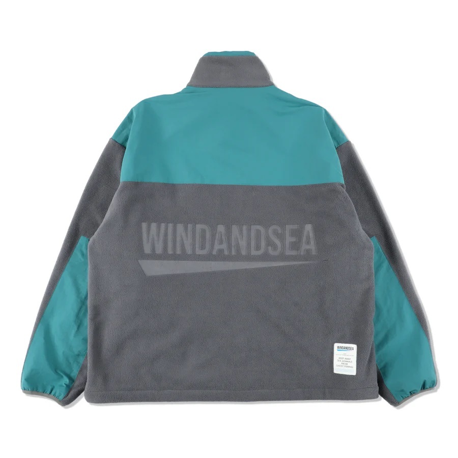 WIND AND SEA FISHNET RECYCLED NYLON FLEECE ZIPUP BLOUSON / SEA FOAM - PRE ORDER ITEM (預訂中)