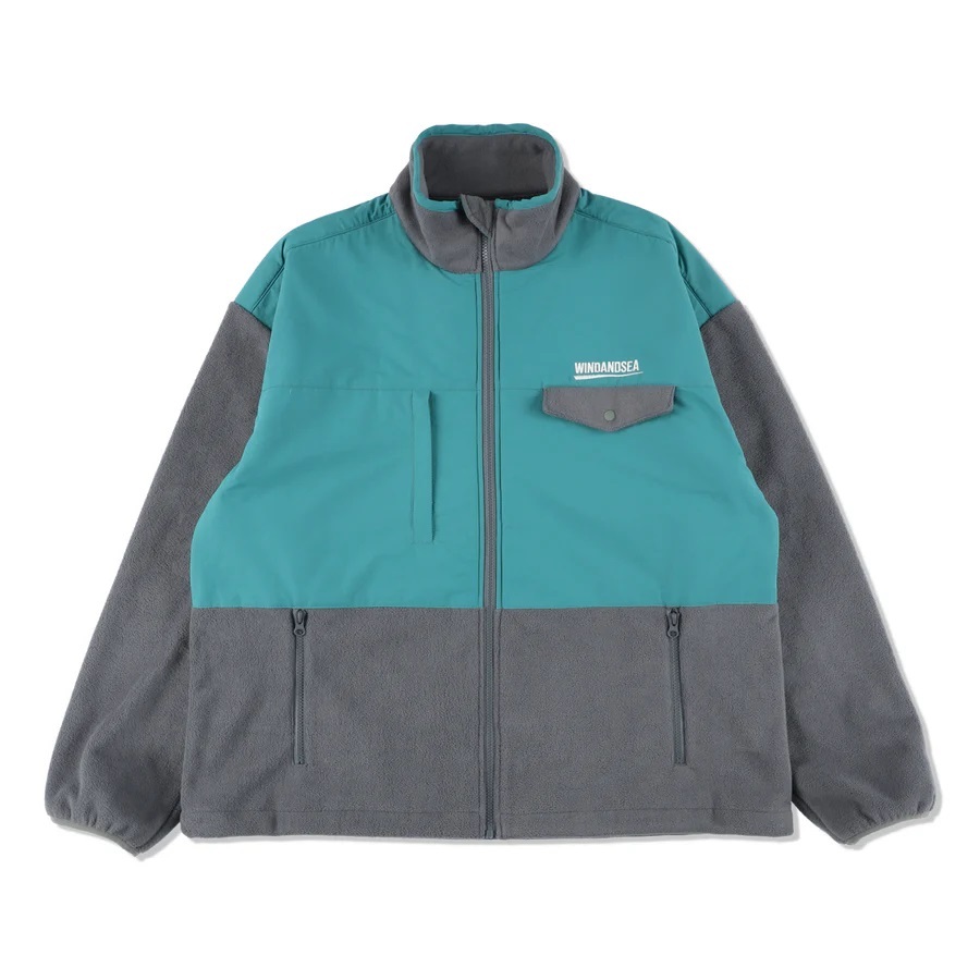 WIND AND SEA FISHNET RECYCLED NYLON FLEECE ZIPUP BLOUSON / SEA FOAM - PRE ORDER ITEM (預訂中)