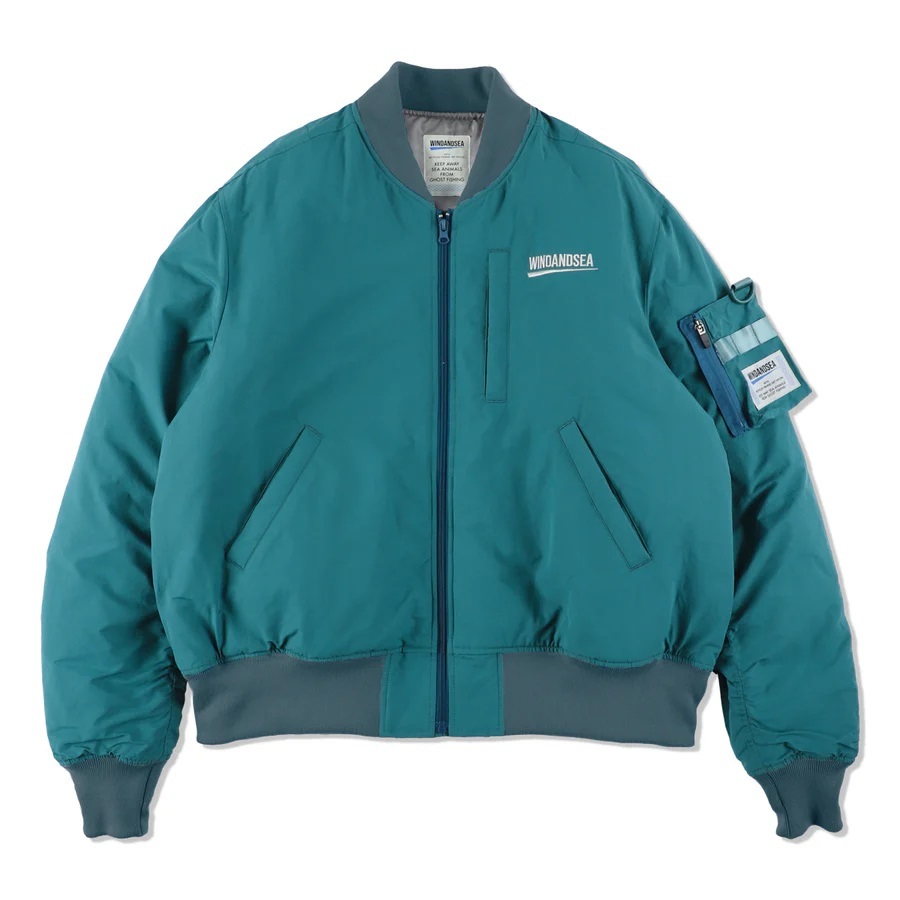 WIND AND SEA FISHNET RECYCLED NYLON MA-1 JACKET / SEA FOAM - PRE ORDER ITEM (預訂中)