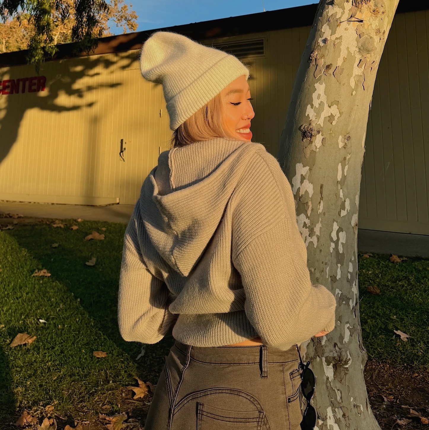 慵懶🧺針織美式灰連帽外套