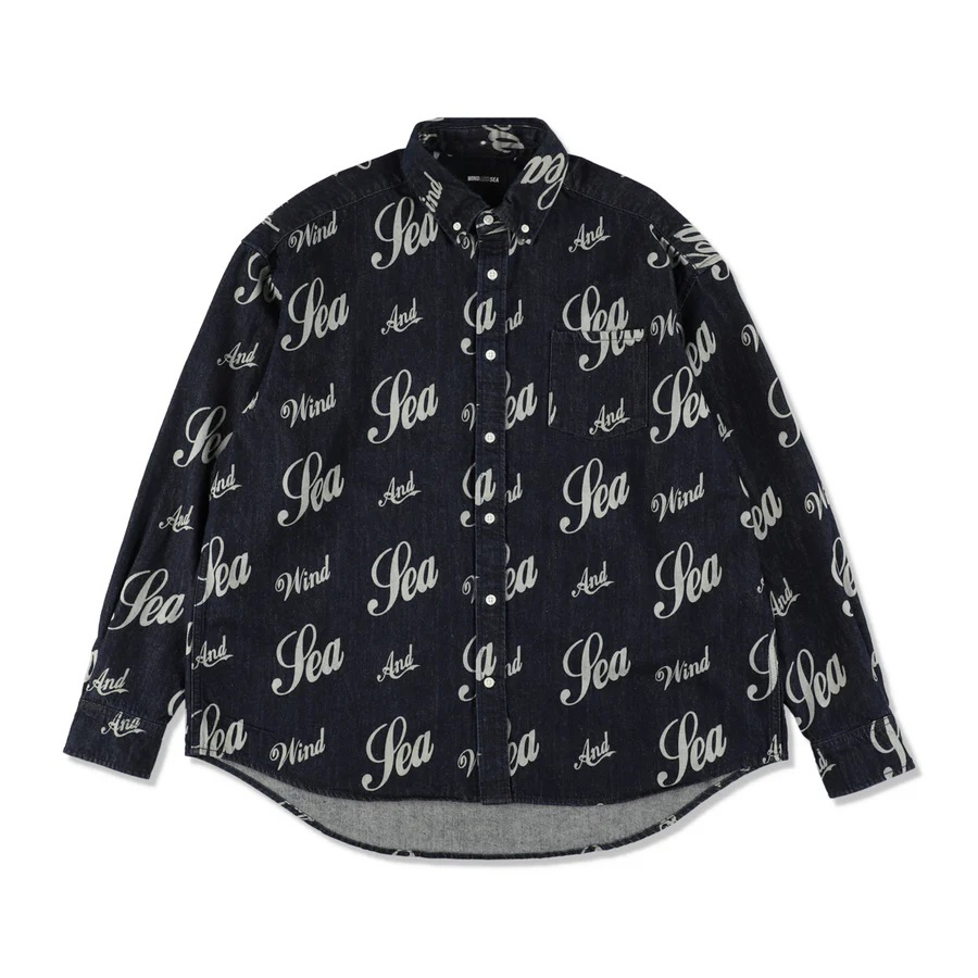 WIND AND SEA SEA LOGO PATTERNED DENIM SHIRT / INDIGO - PRE ORDER ITEM (預訂中)