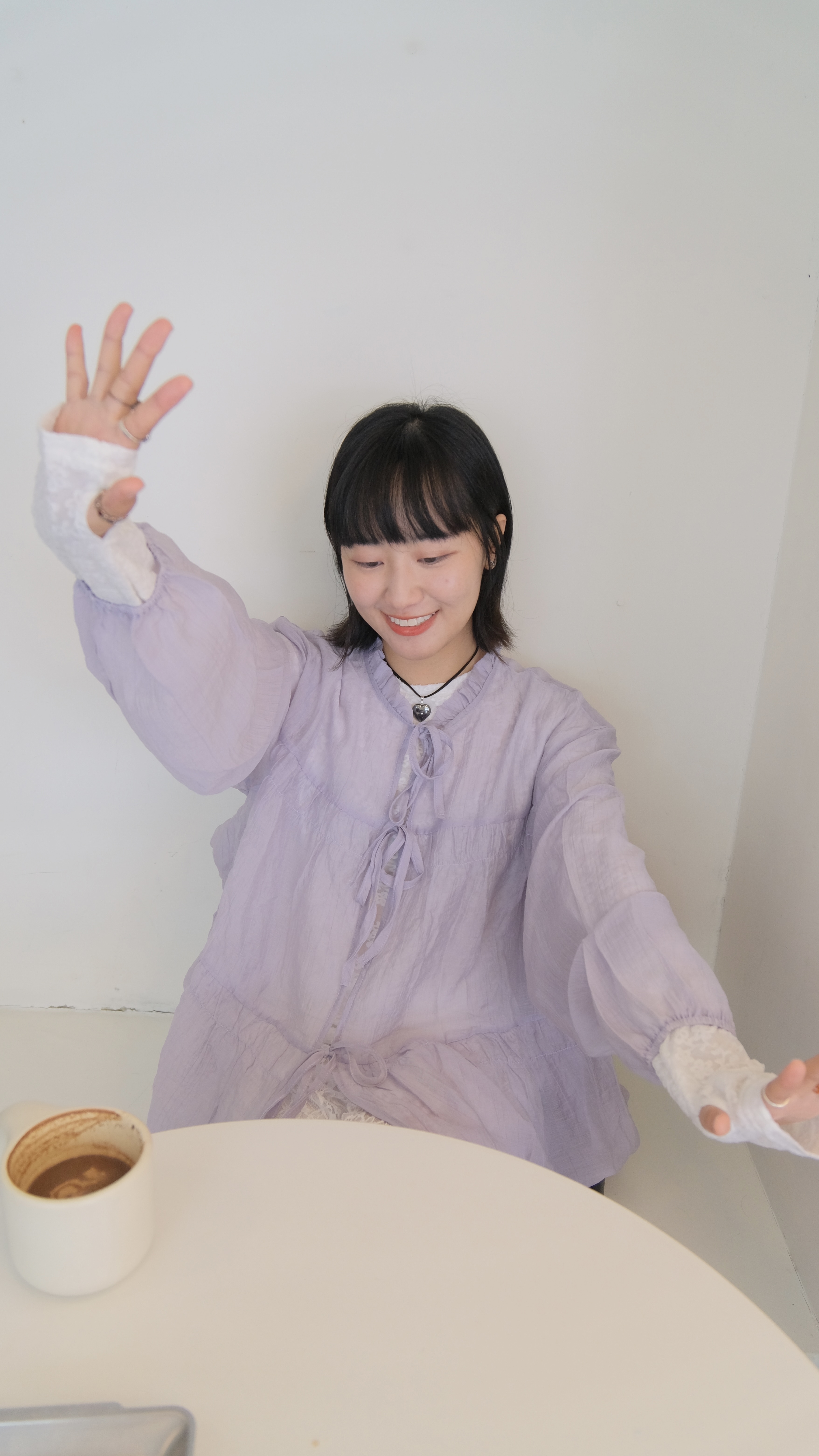 透明寬鬆花邊領蝴蝶結薄外搭