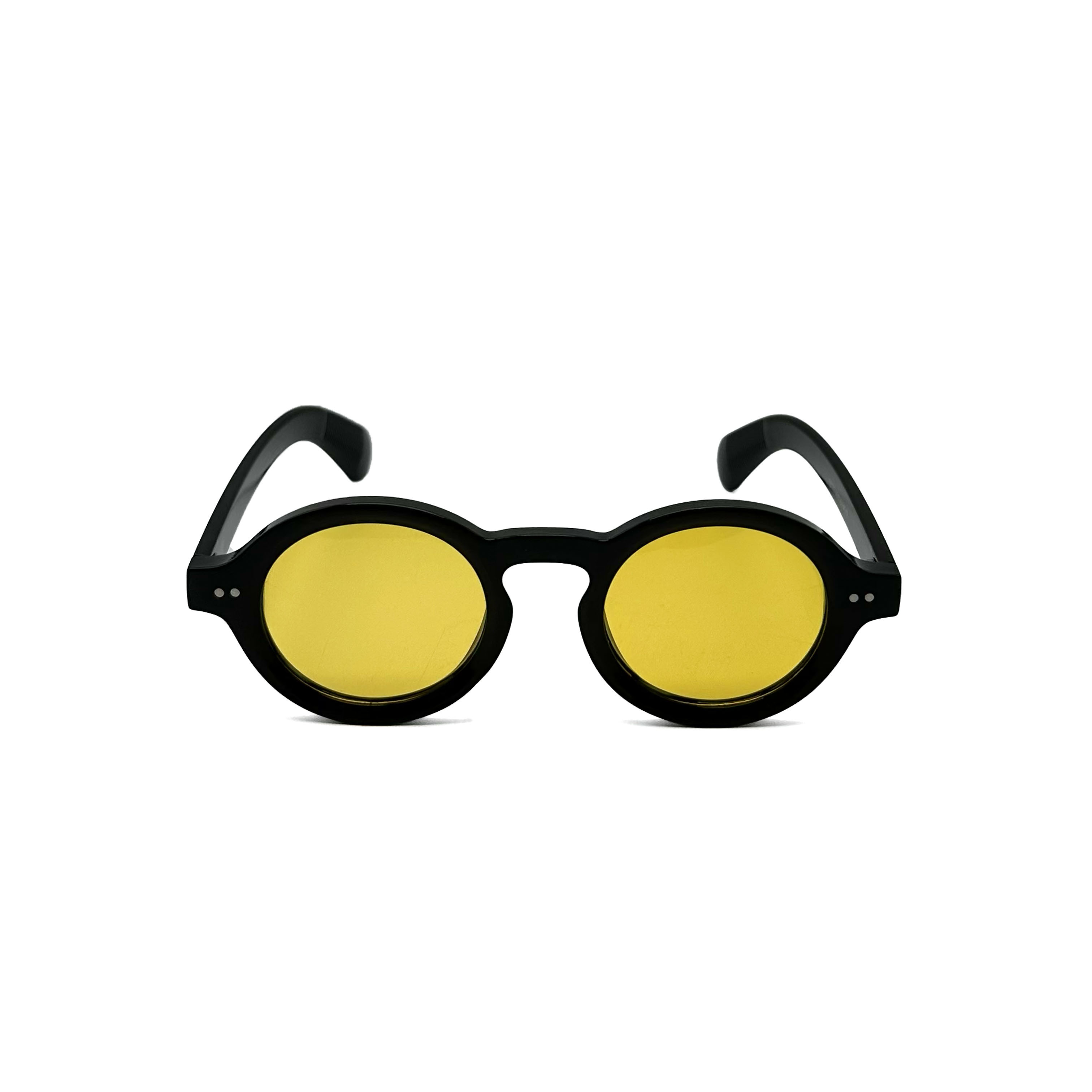 CHILL 圓型厚邊粗框墨鏡-黃