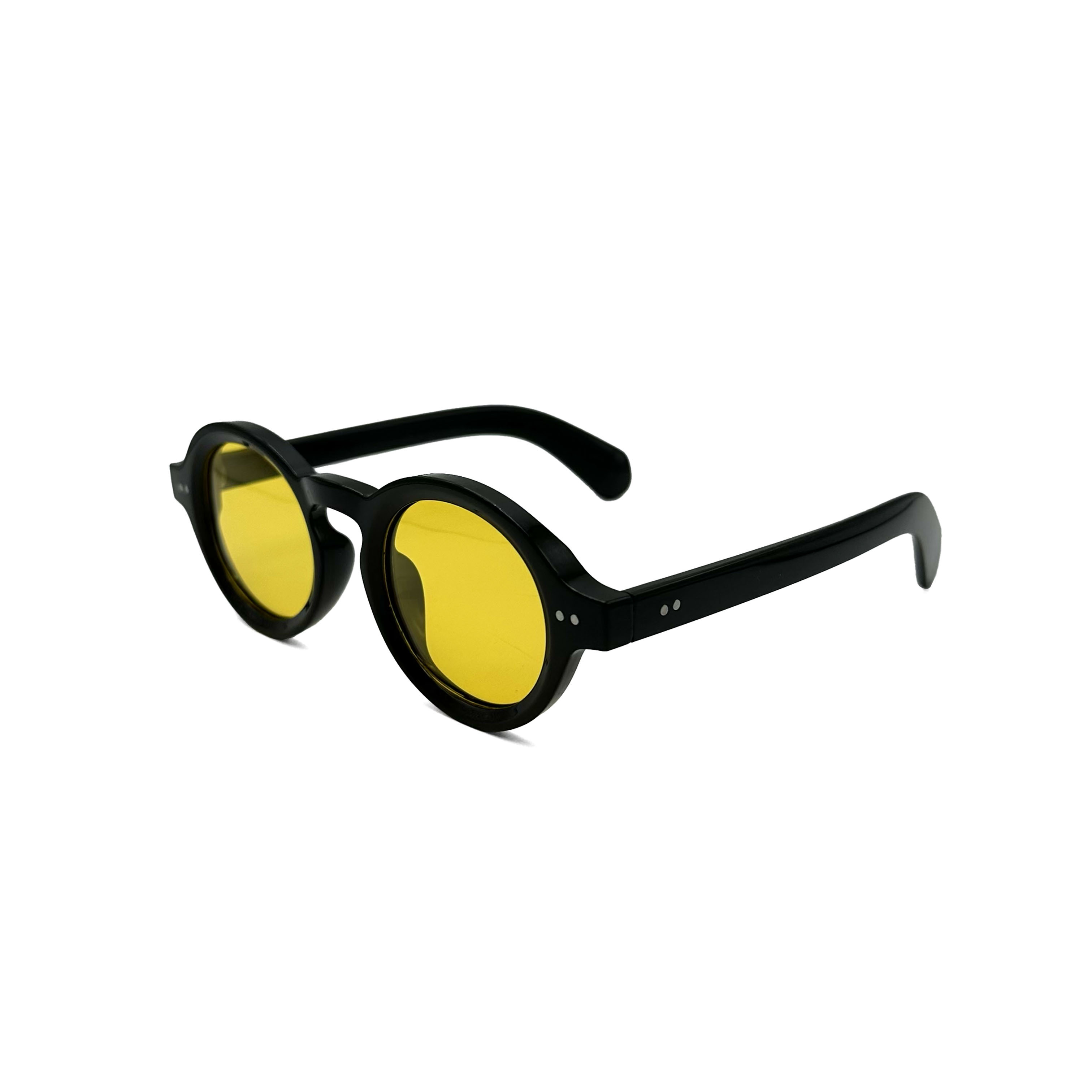 CHILL 圓型厚邊粗框墨鏡-黃