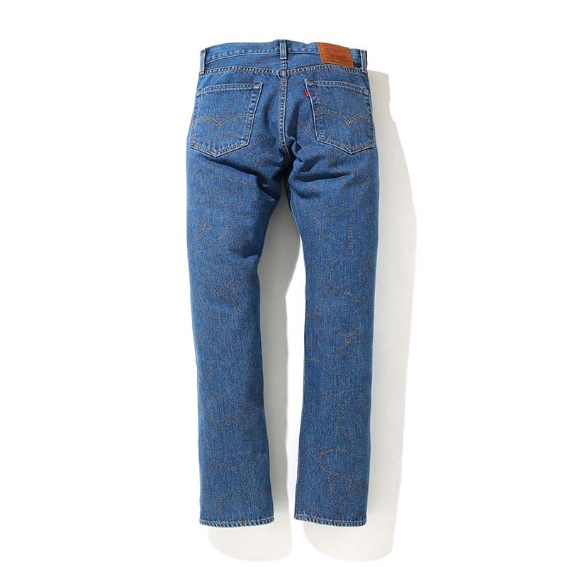 BAPE x LEVIS 聯名滿版線條 牛仔褲 長褲 藍 BAPE-365CM [台灣現貨]