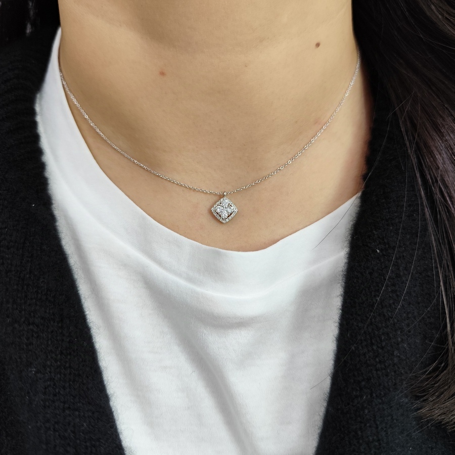 圓鑽拼款鑽石頸鏈