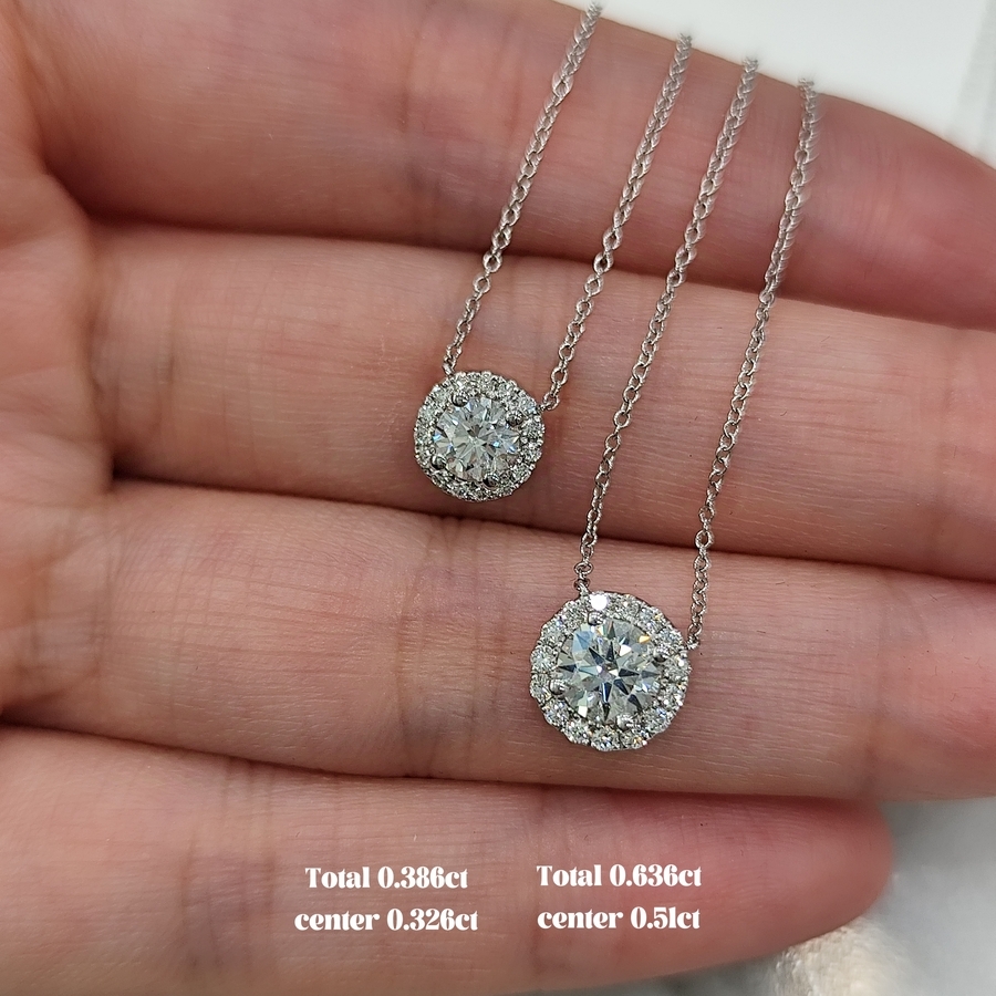 18K白金 50份圓形圍鑽鑽石頸鏈