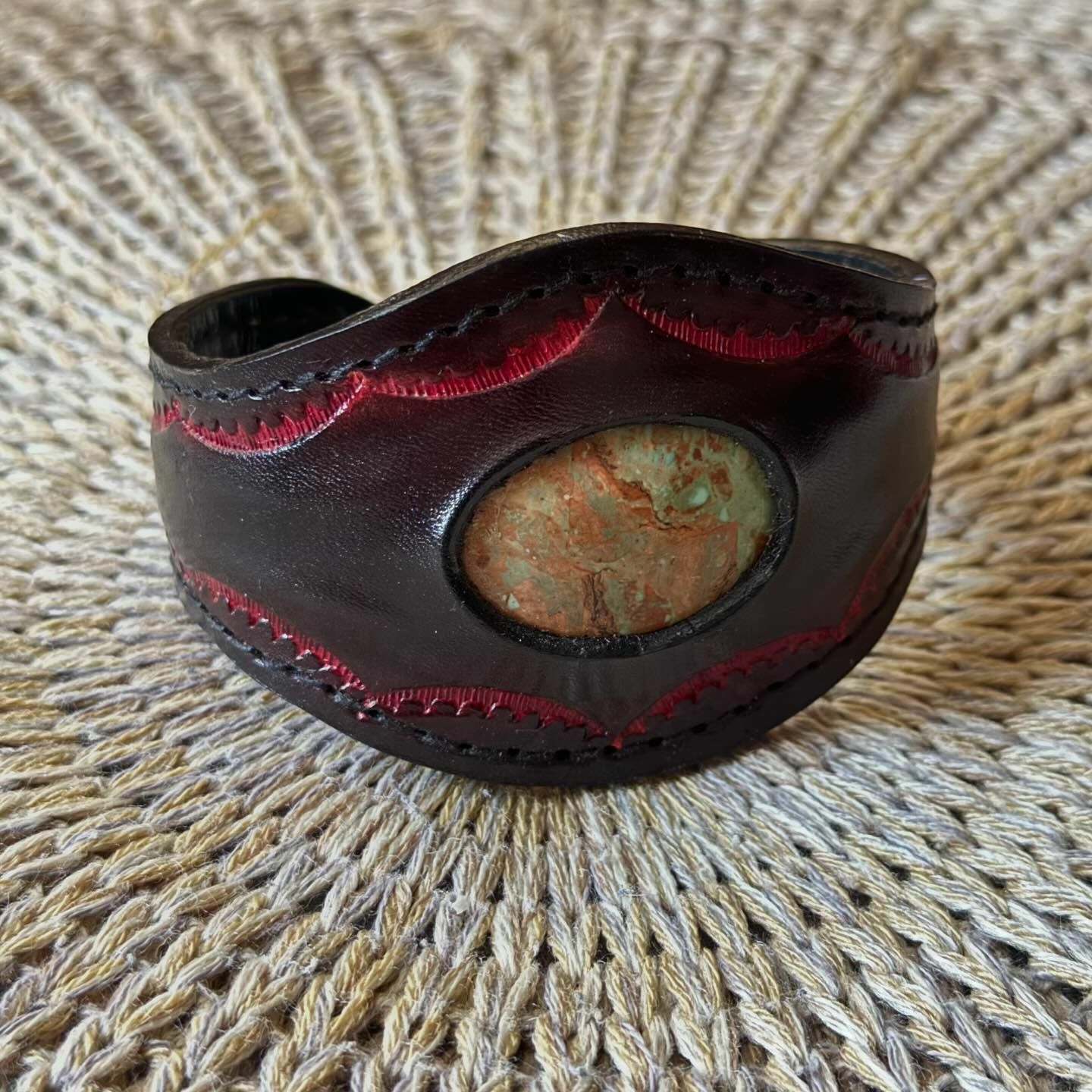 [原石] 綠松石 皮手環 設計師原創款