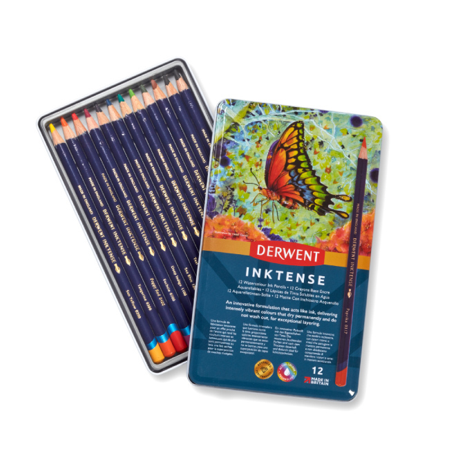 【DERWENT 德爾文】 INKTENSE 水墨色鉛12色-鐵盒裝 DW0700928
