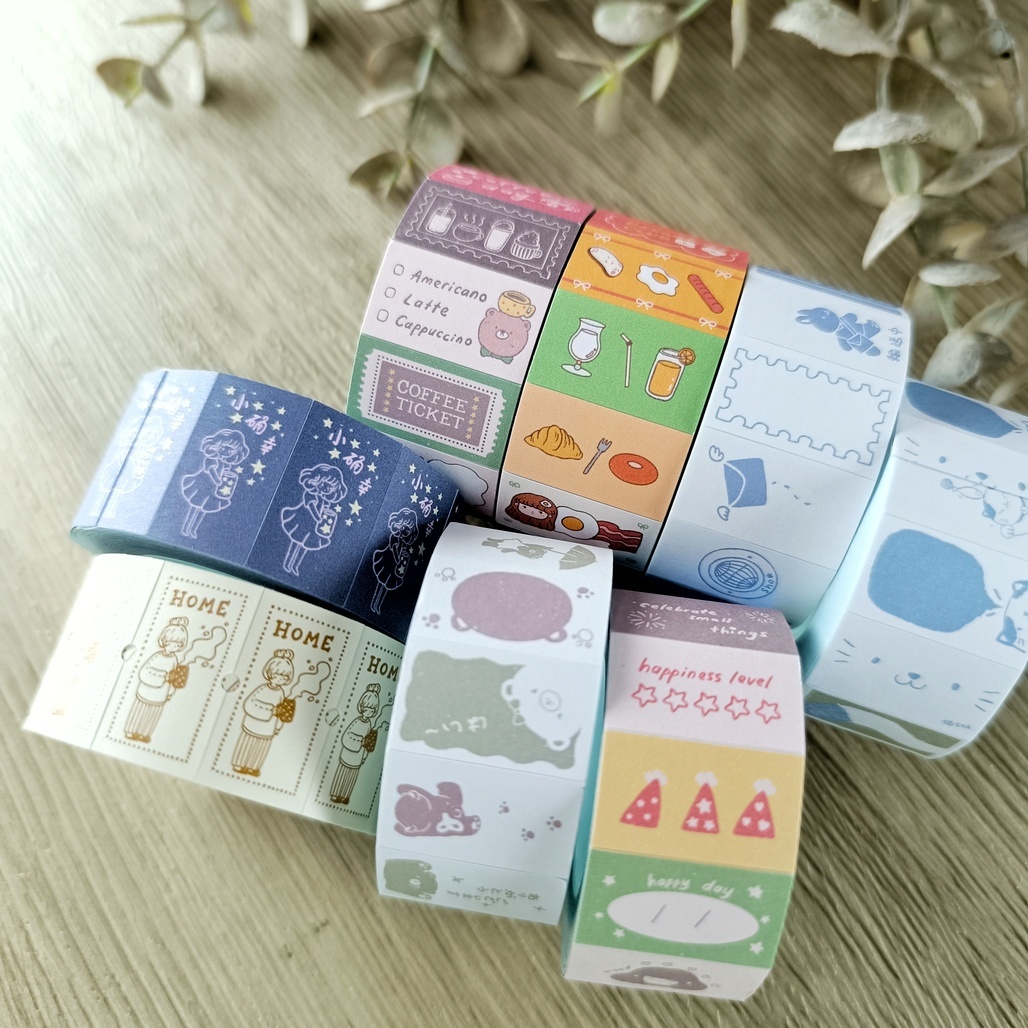 sho 小确幸．標籤機貼紙膠帶捲 2024冬季新款7捲 <整捲/(分裝100張)>