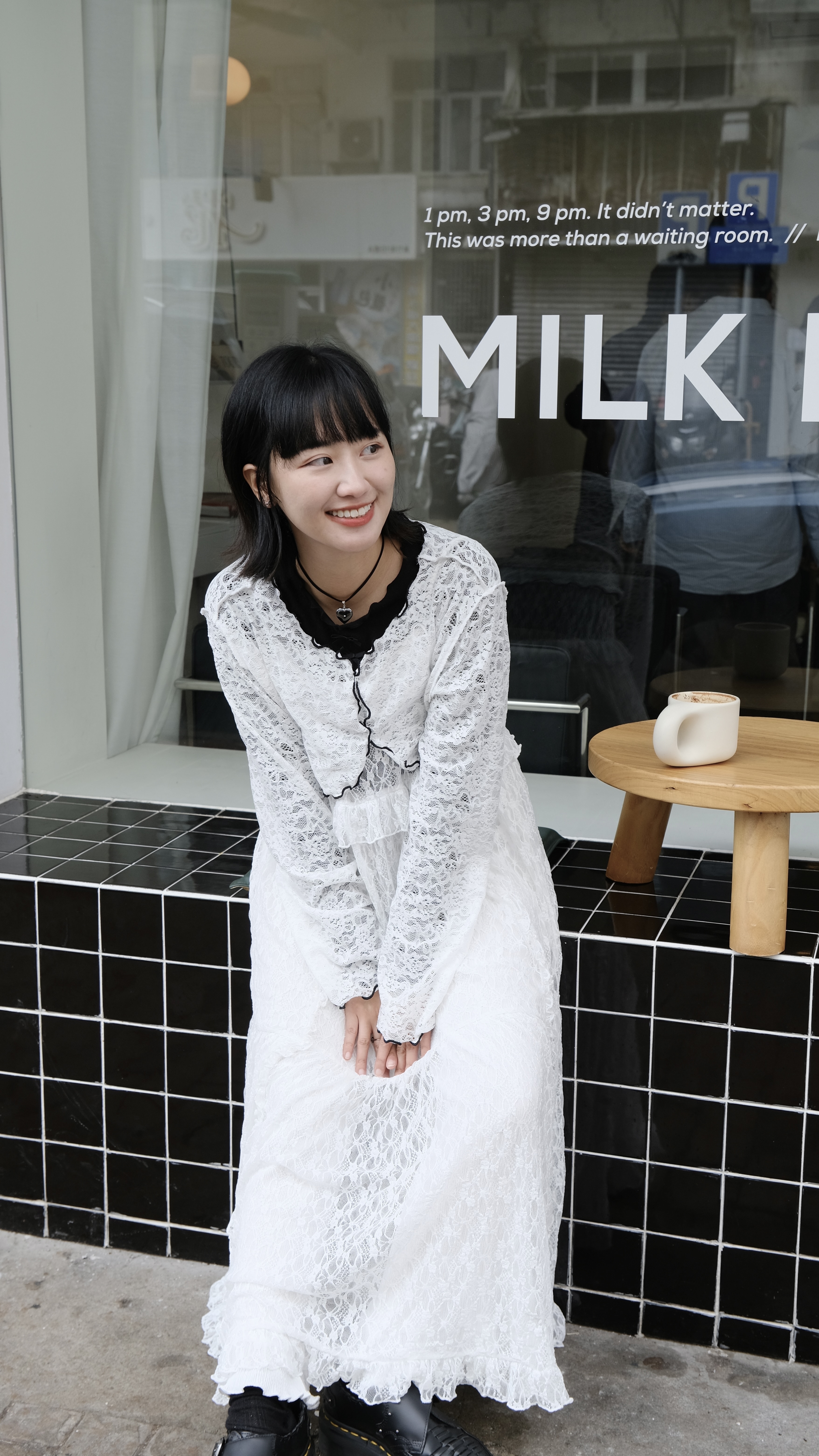 撞色邊lace短外罩