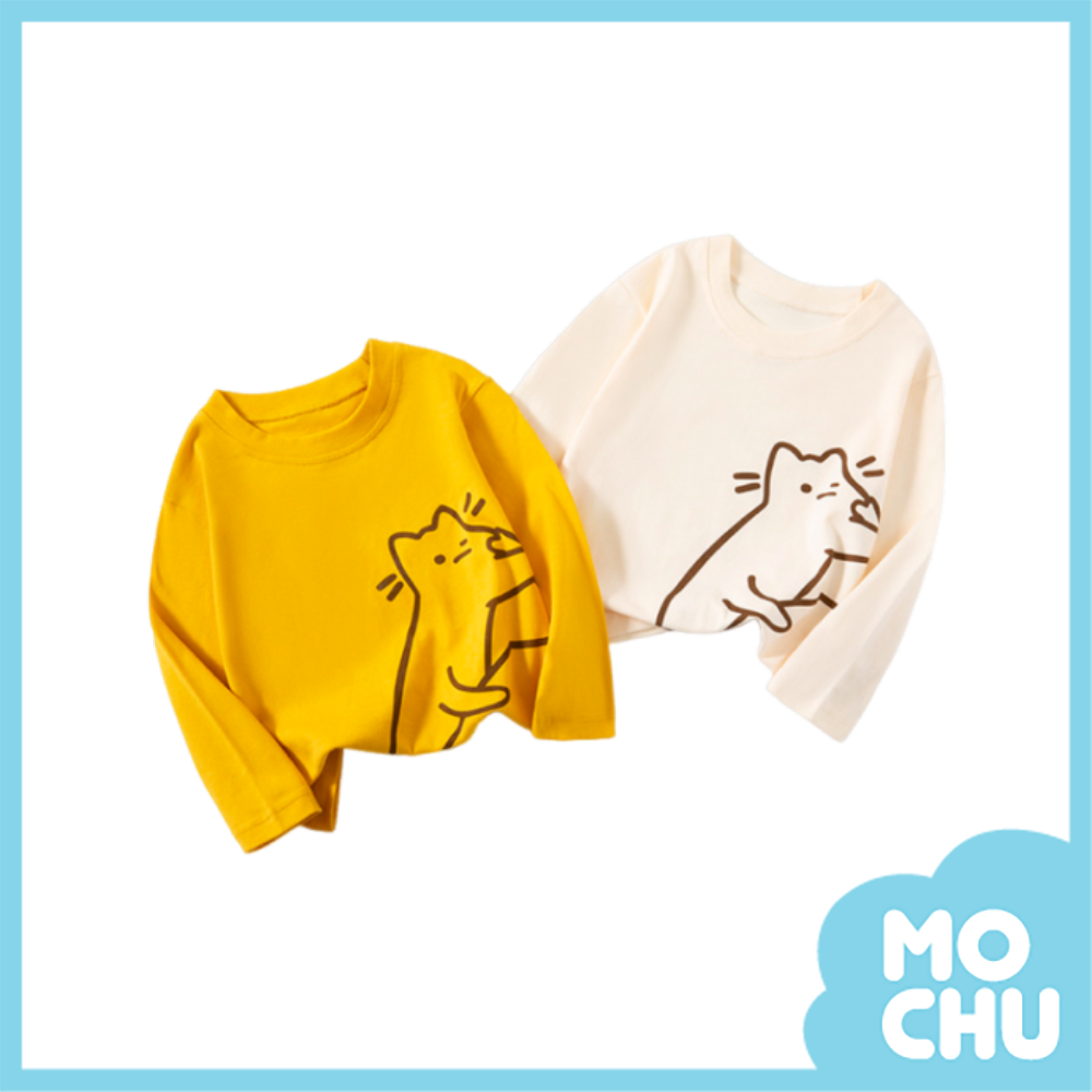 貓咪捏臉長袖上衣(二色)
