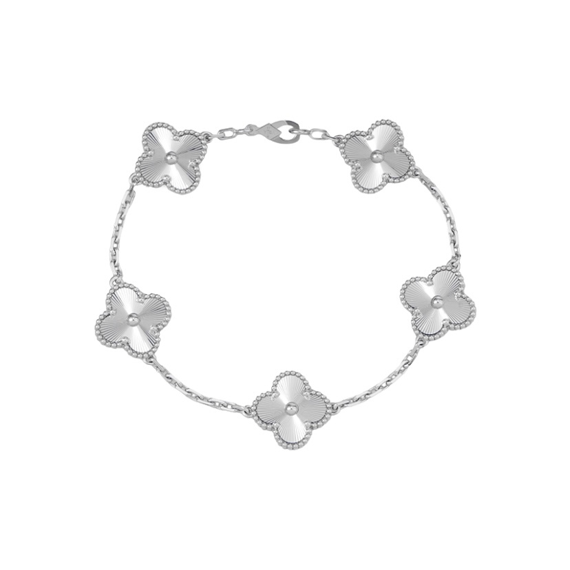 VAN CLEEF & ARPELS VCA Vintage Alhambra手鍊，5枚四葉幸運圖騰18K白金 / 金