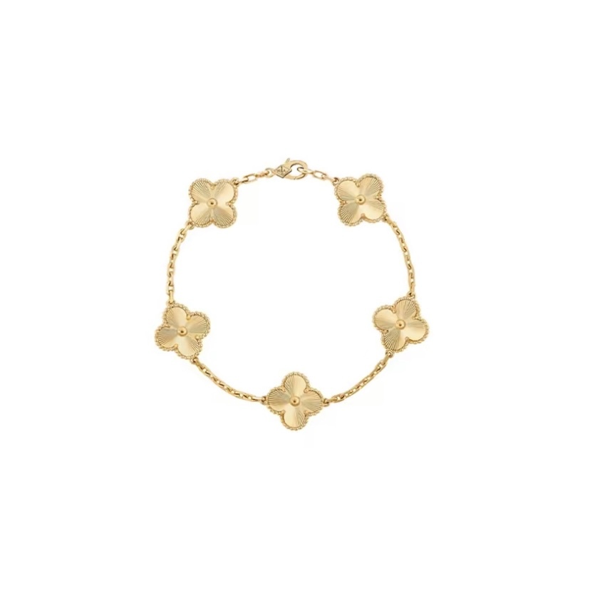 VAN CLEEF & ARPELS VCA Vintage Alhambra手鍊，5枚四葉幸運圖騰18K白金 / 金