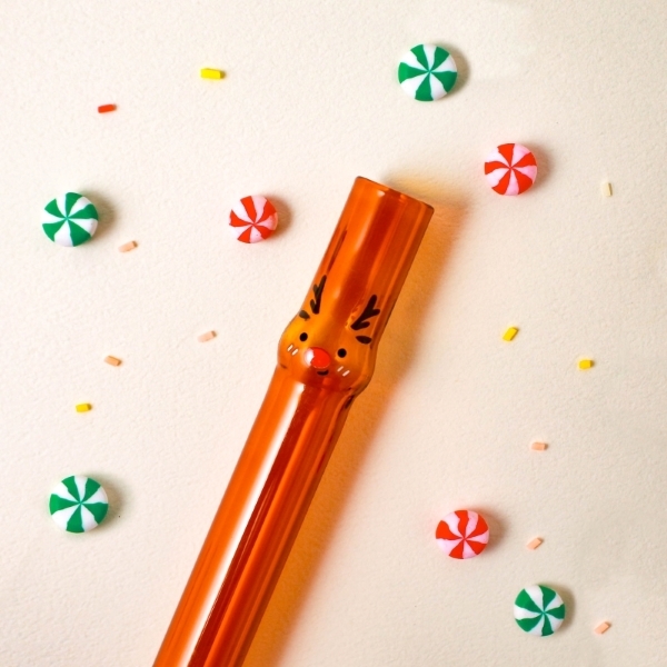 好玻聖誕麋鹿造型玻璃吸管環保吸管