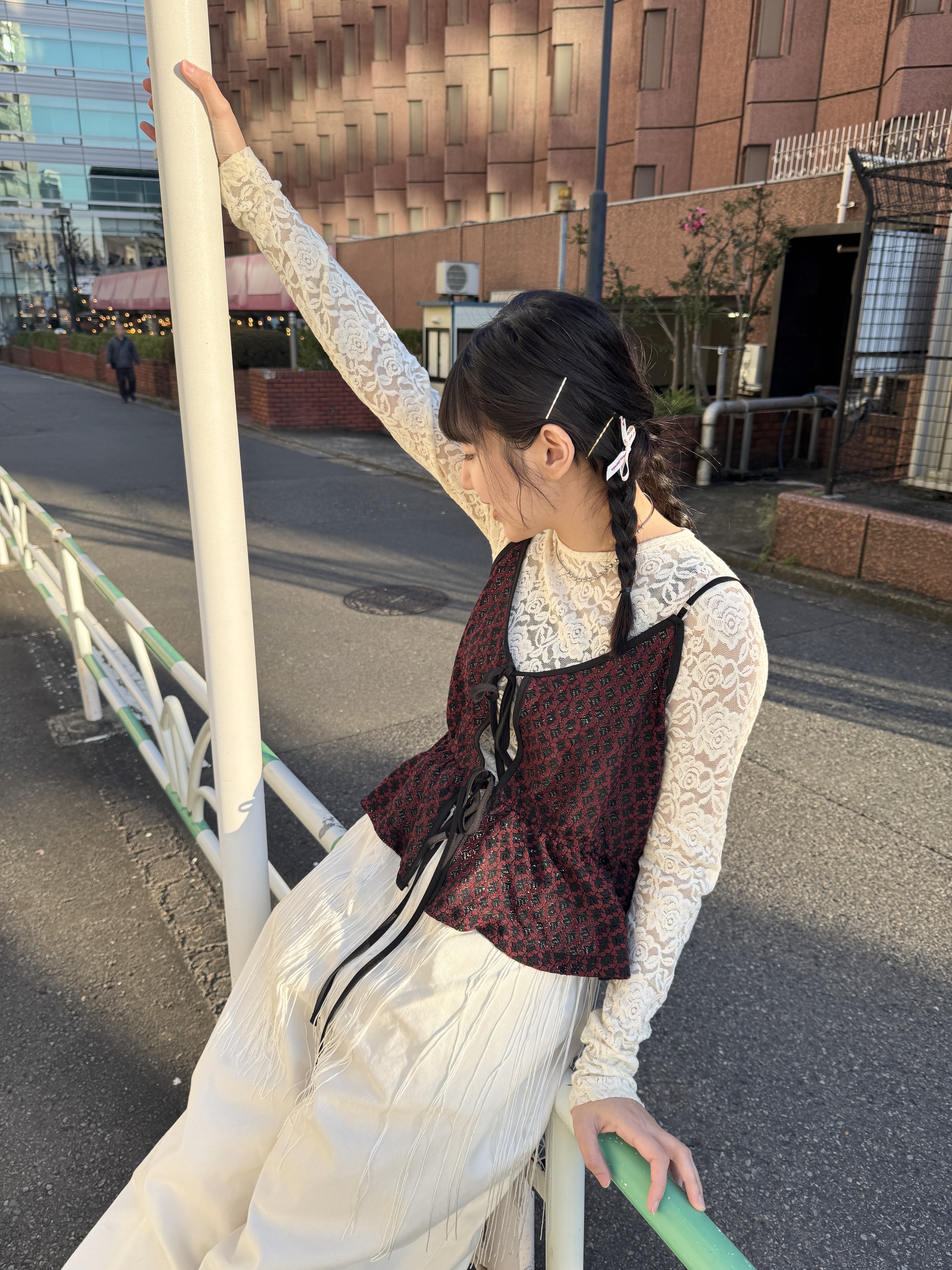 [三色現貨]Vol.118 lace花花2ways vest( Red )