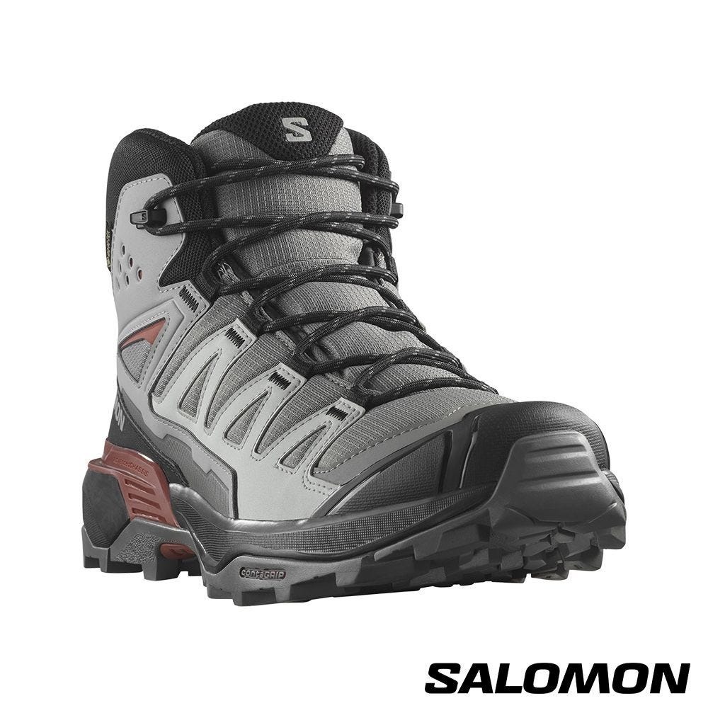 【SALOMON】男 X ULTRA 360 Goretex 中筒登山鞋 藍灰/黑/焦褐紅 / L47447800