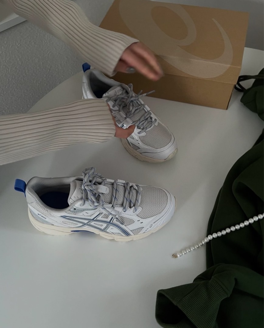 ASICS Nunobki 雲朵灰白 藍色 拼接 奶油底 復古 慢跑鞋 老爹鞋 1203A536-100