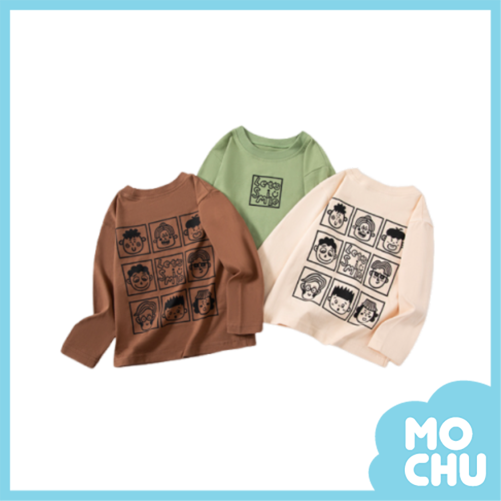笑臉表情插圖長袖上衣(三色)