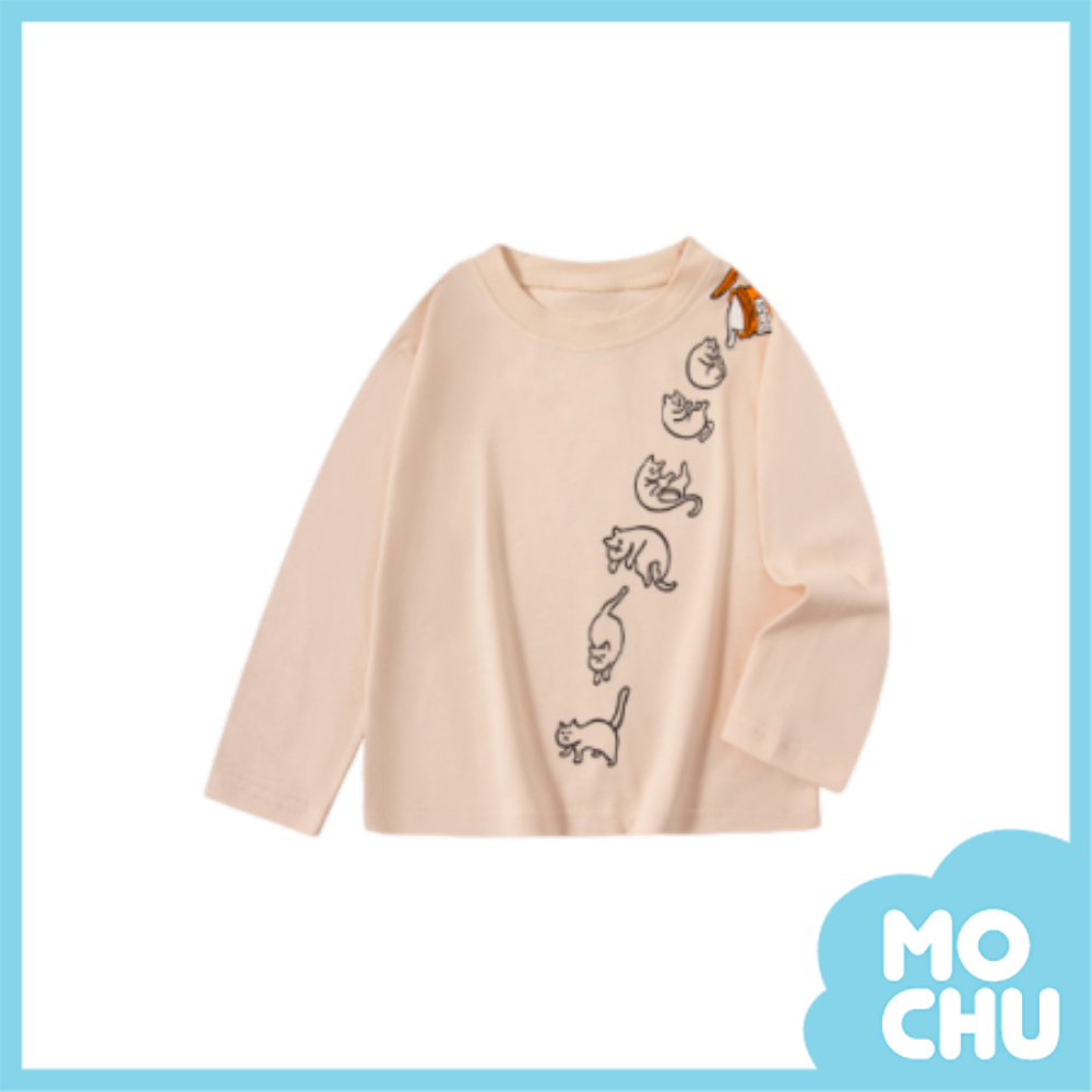 翻滾貓咪長袖上衣(三色)