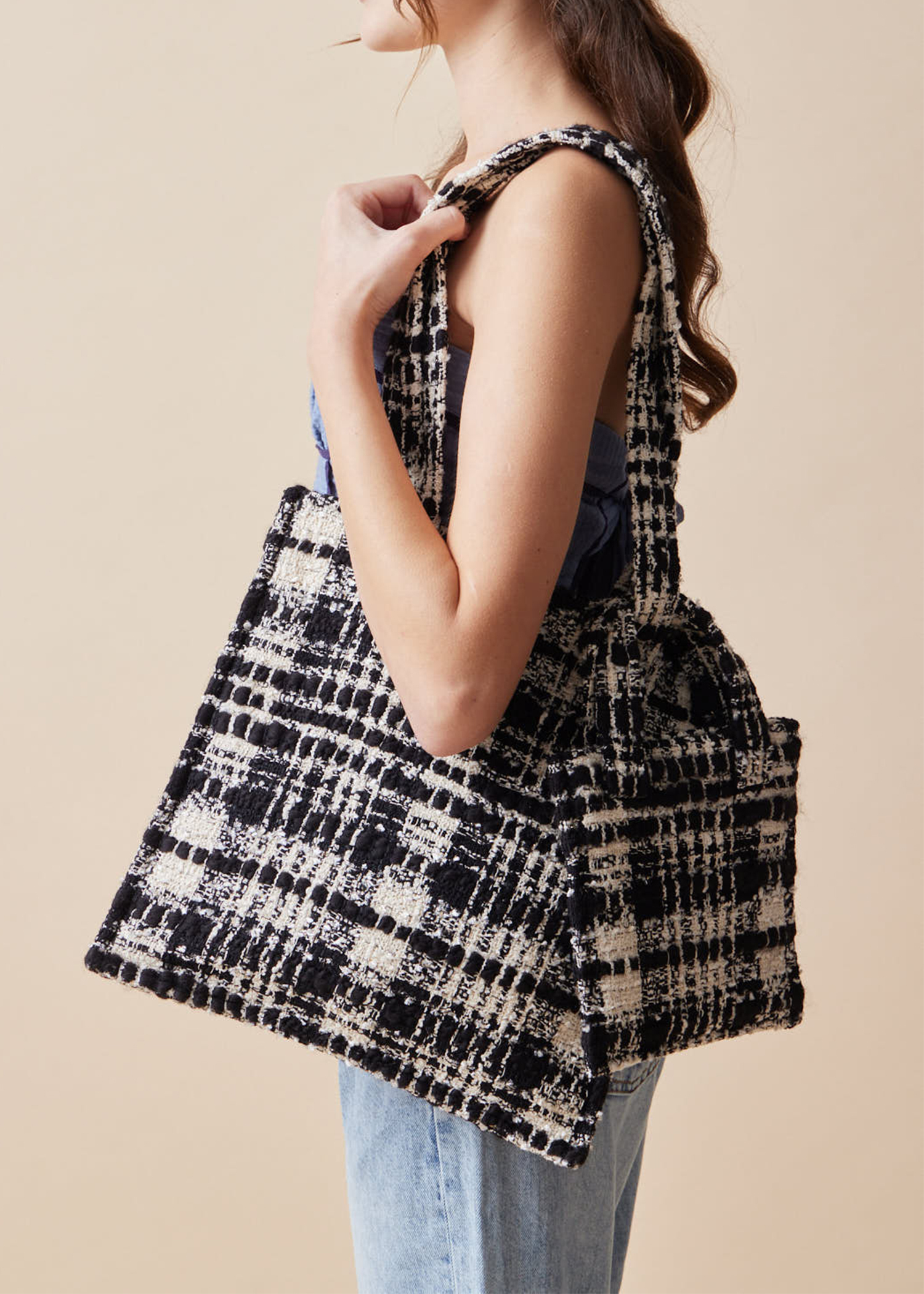 MAGGIE Double Tote - Black & White