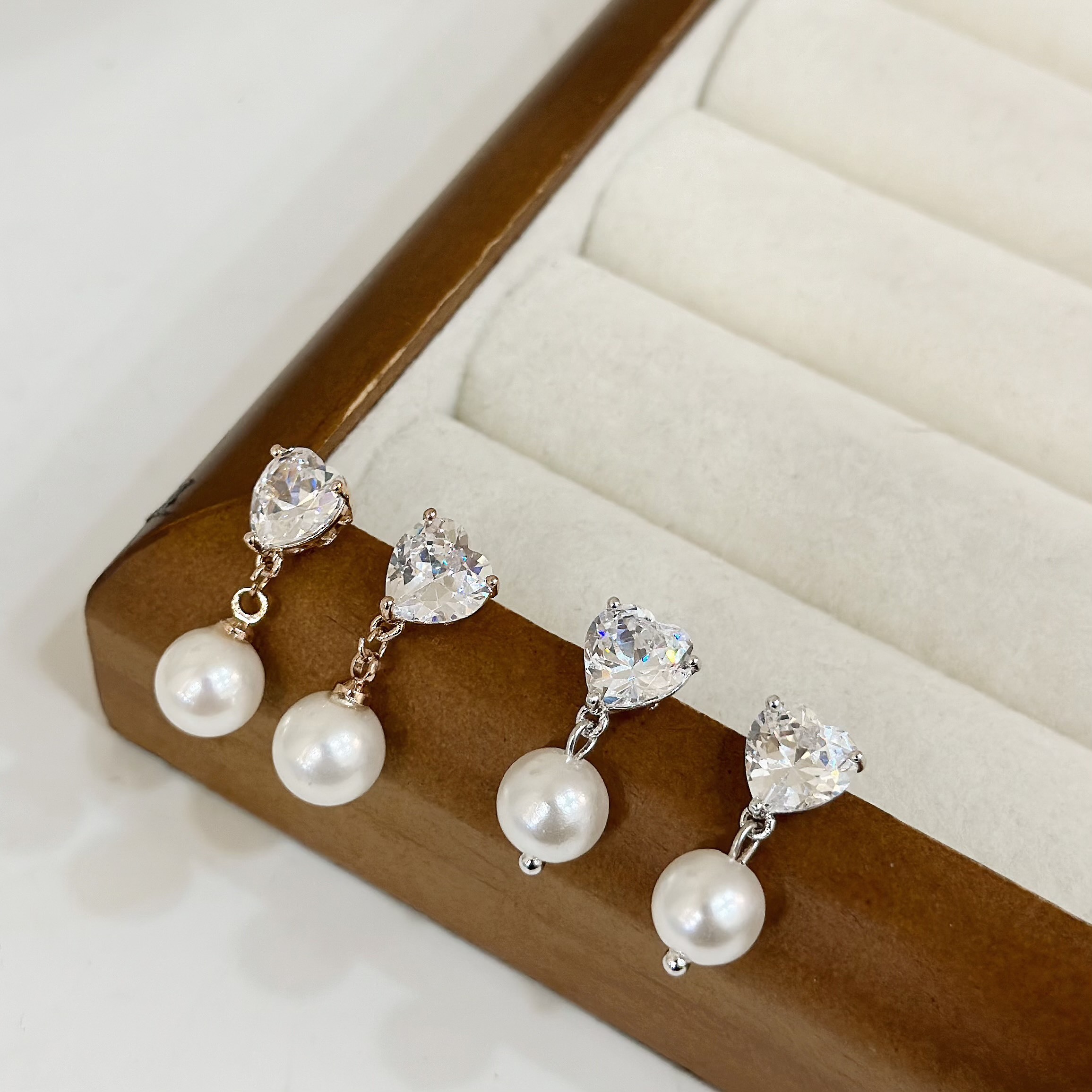 R92愛心鑽珍珠小垂吊