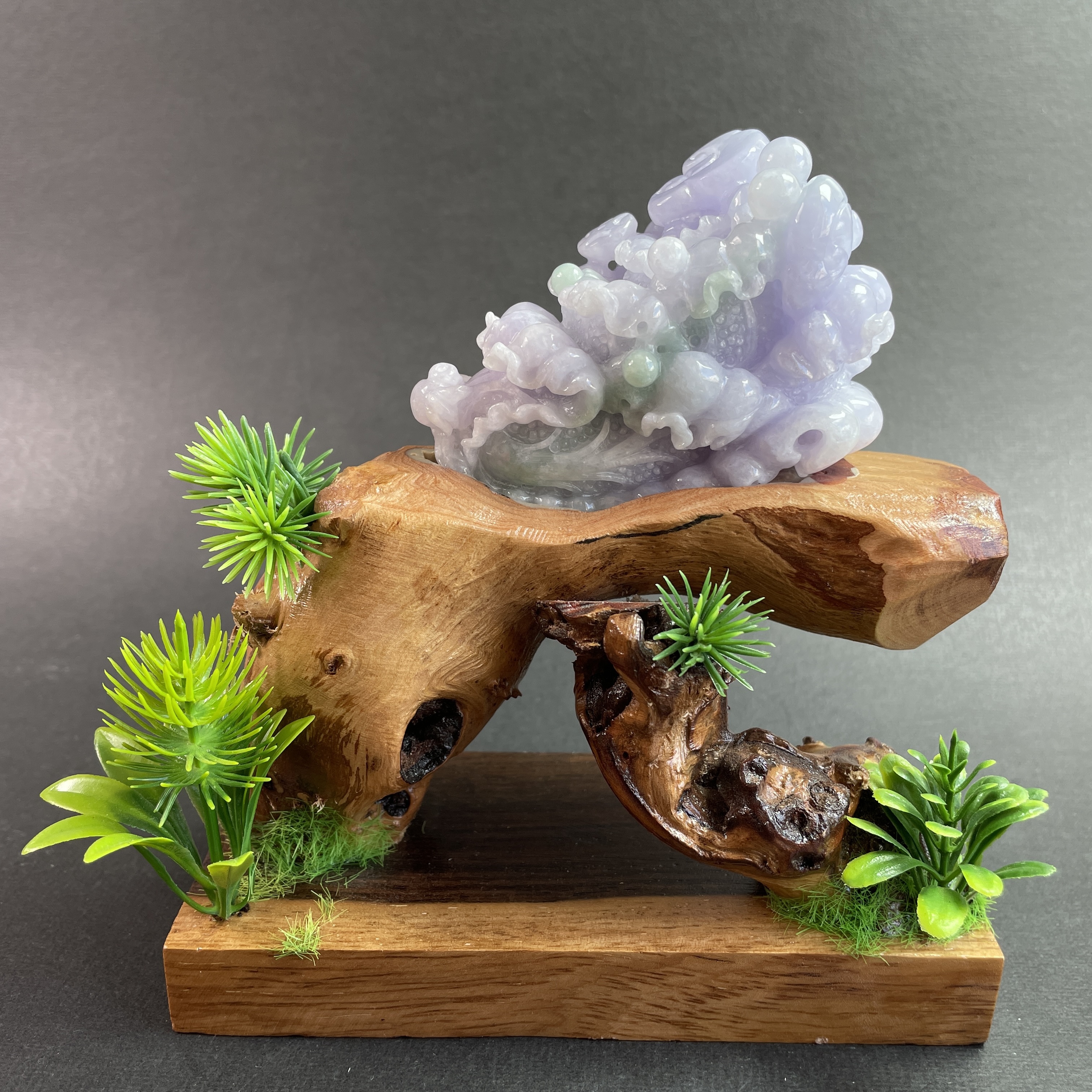 J2371 翡翠春彩百財擺件