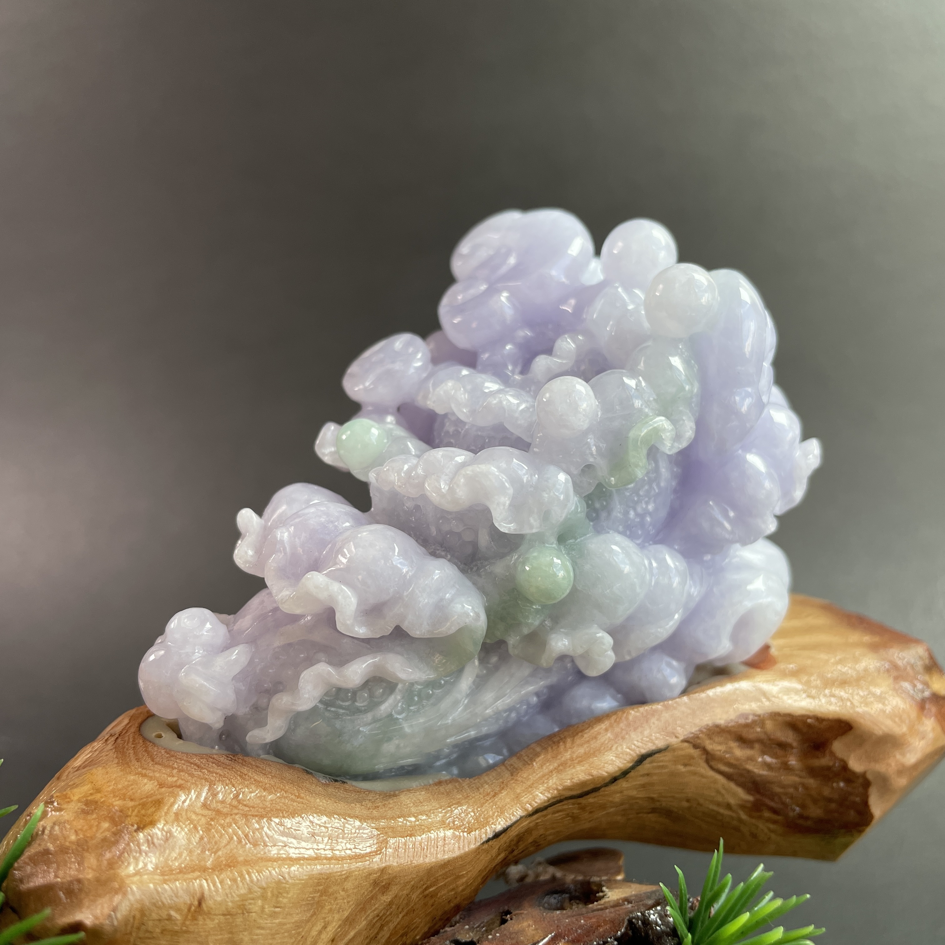 J2371 翡翠春彩百財擺件