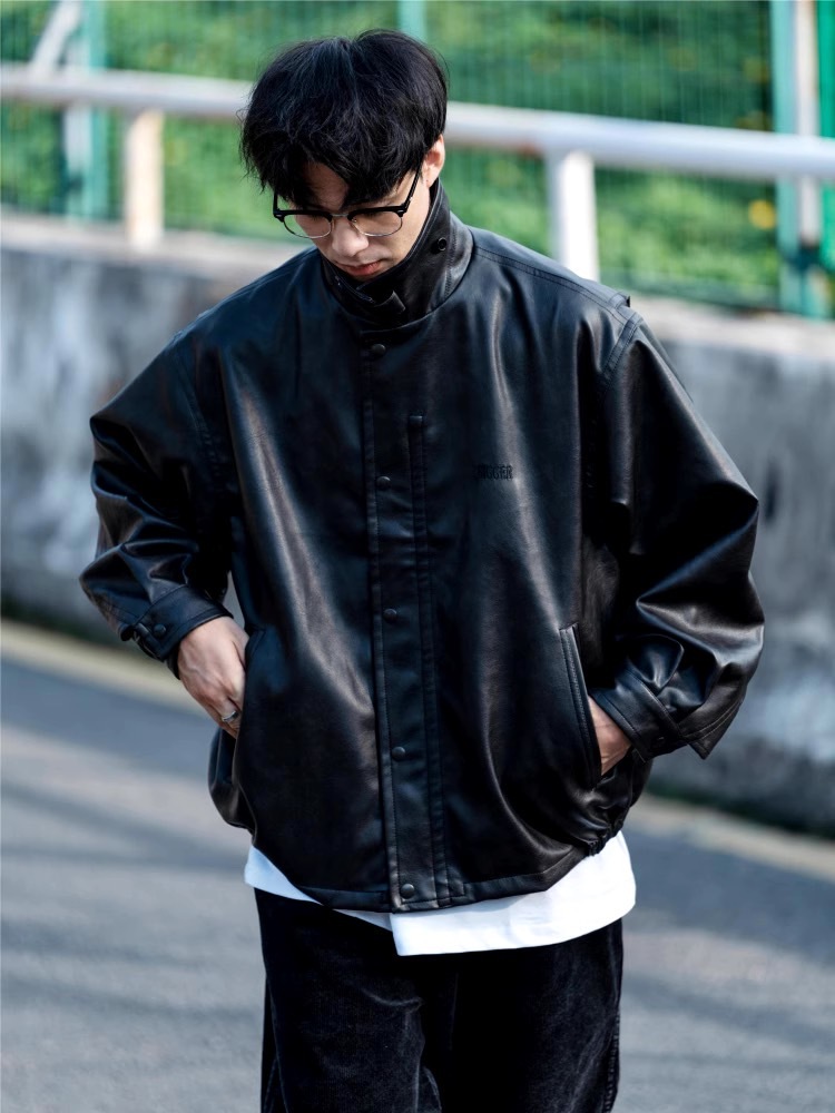 #預購 BTB 24AW 復古 翻領 皮衣外套 拉鍊夾克 黑色