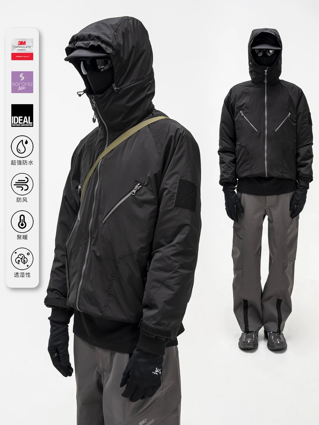 WHYWORKS [輕靈] 戶外先鋒機能棉衣3M新雪莉夾棉弧形剪裁衝鋒外套