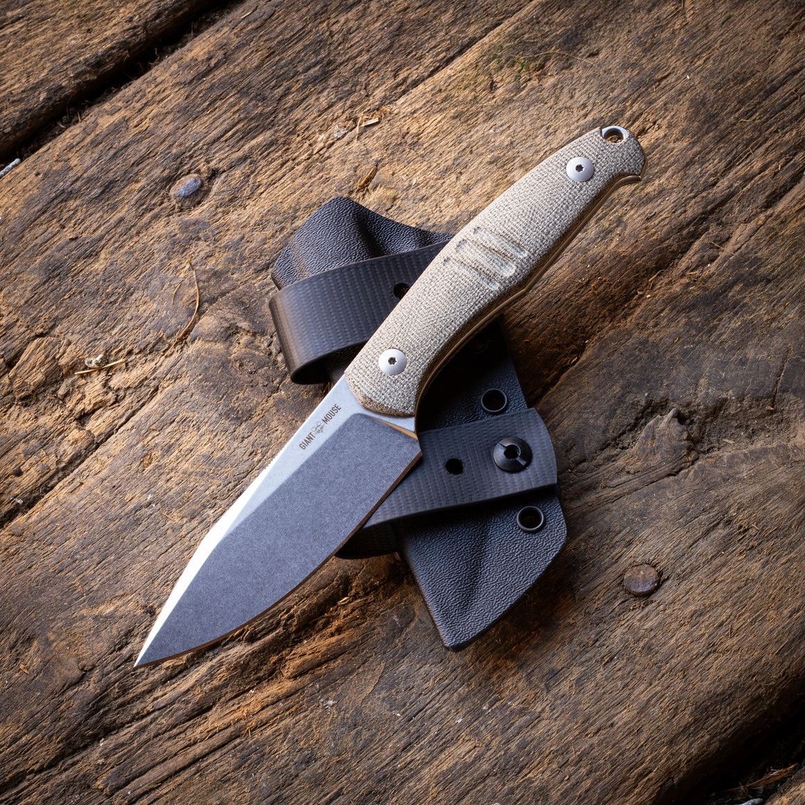 GiantMouse Knives GMF2 Scout直刀 - 綠色帆布Micarta
