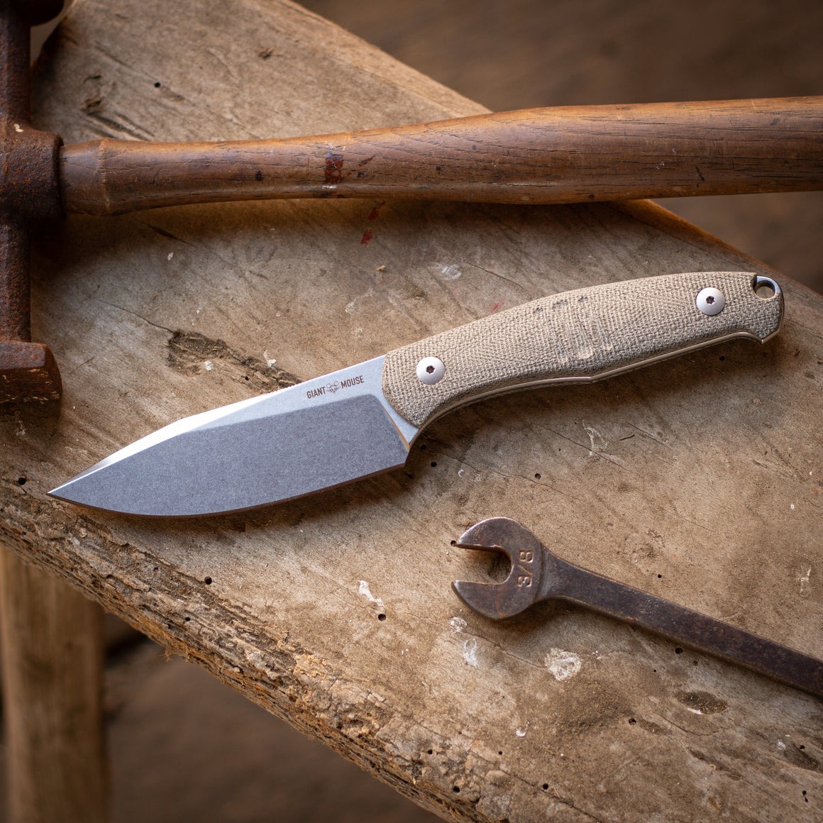 GiantMouse Knives GMF2 Scout直刀 - 綠色帆布Micarta