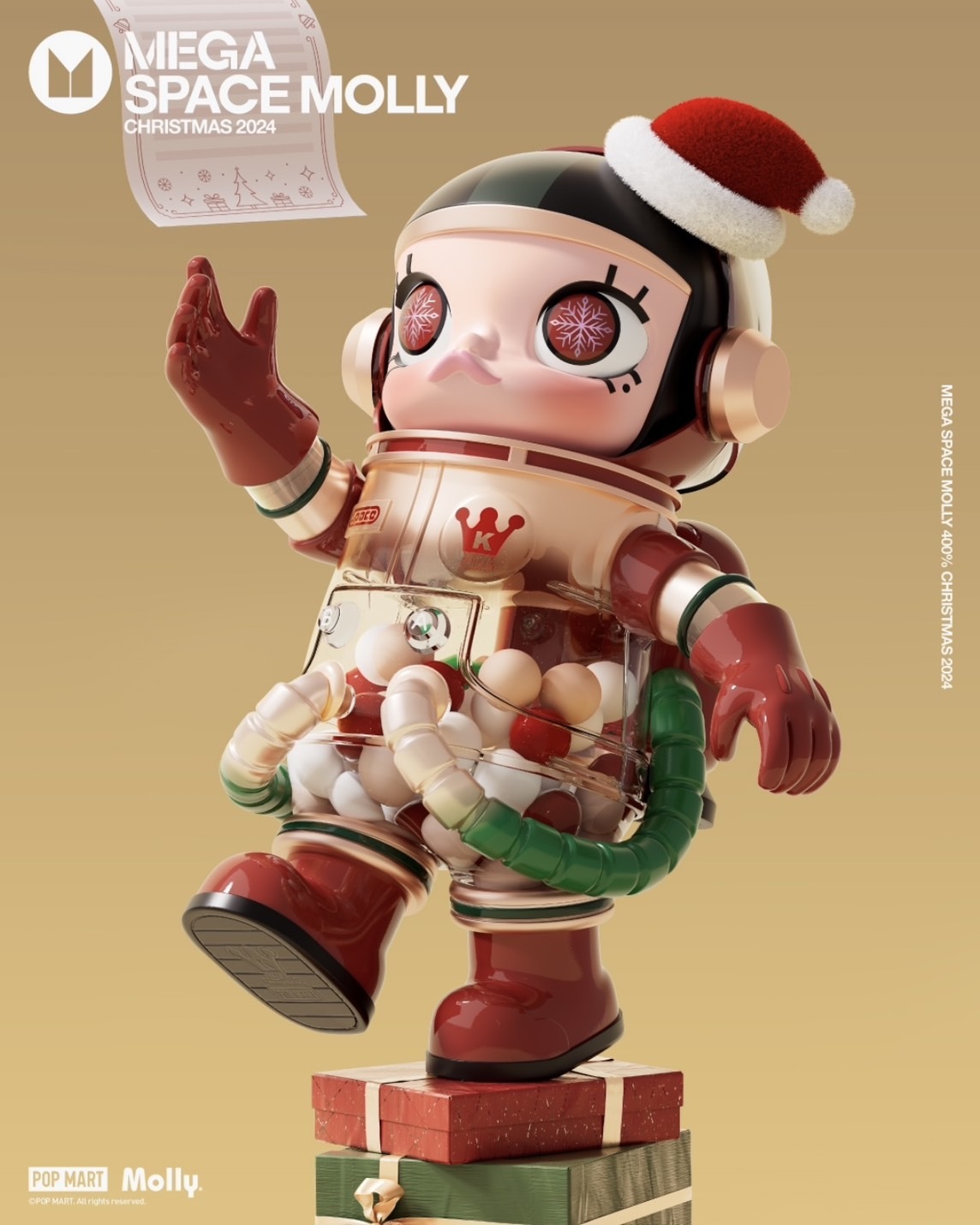<官方正版>POP MART 泡泡瑪特 MEGA SPACE MOLLY 400% 2024 聖誕 系列 限定