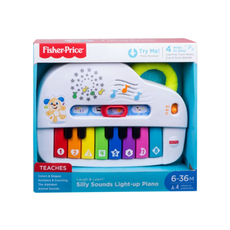 Fisher-Price Laugh & Learn Silly Sounds Light-Up Piano Interactive Toy For Baby & Toddler