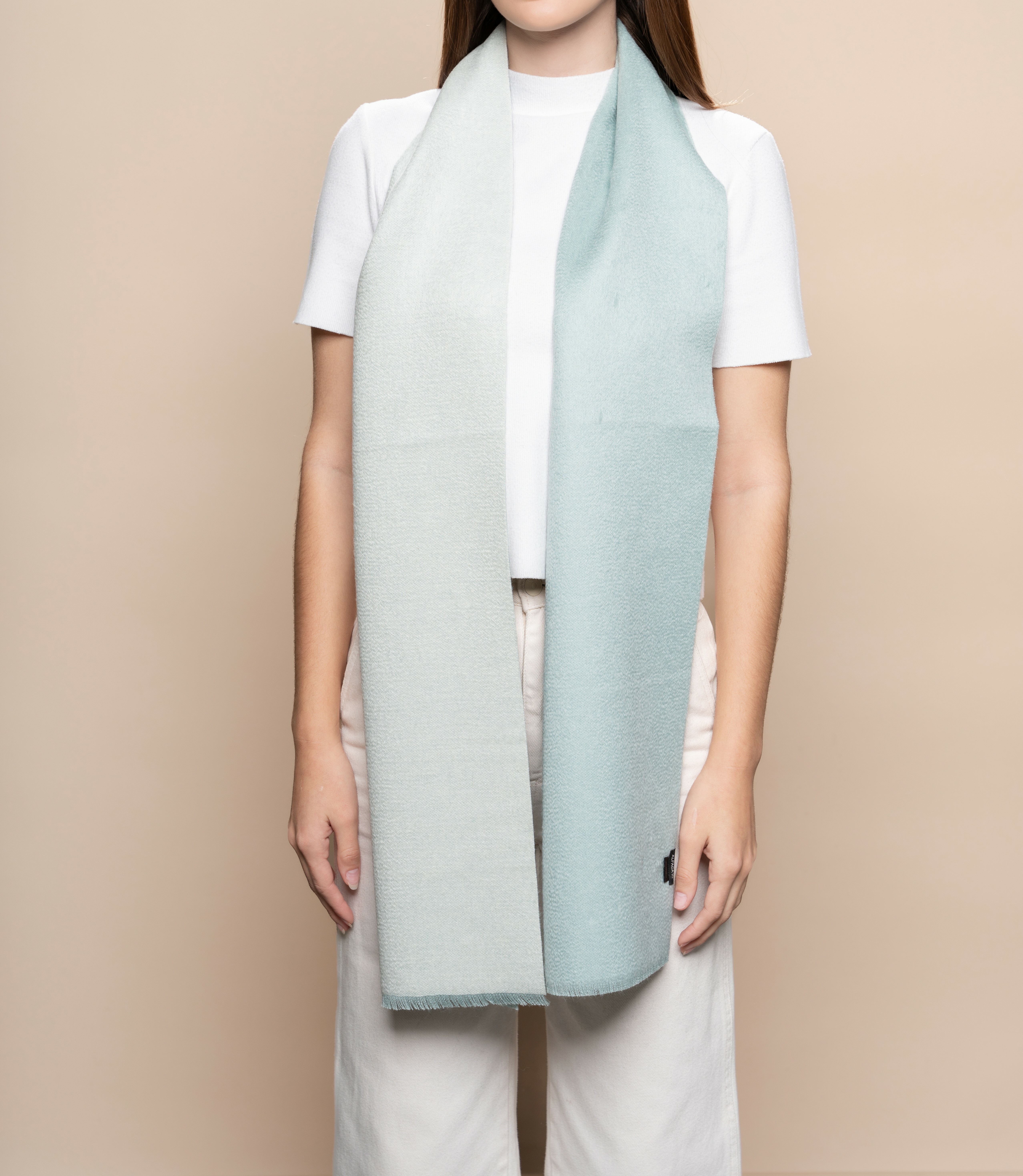 安地斯羊駝圍巾｜雙面suri款 - 湖綠｜秘魯