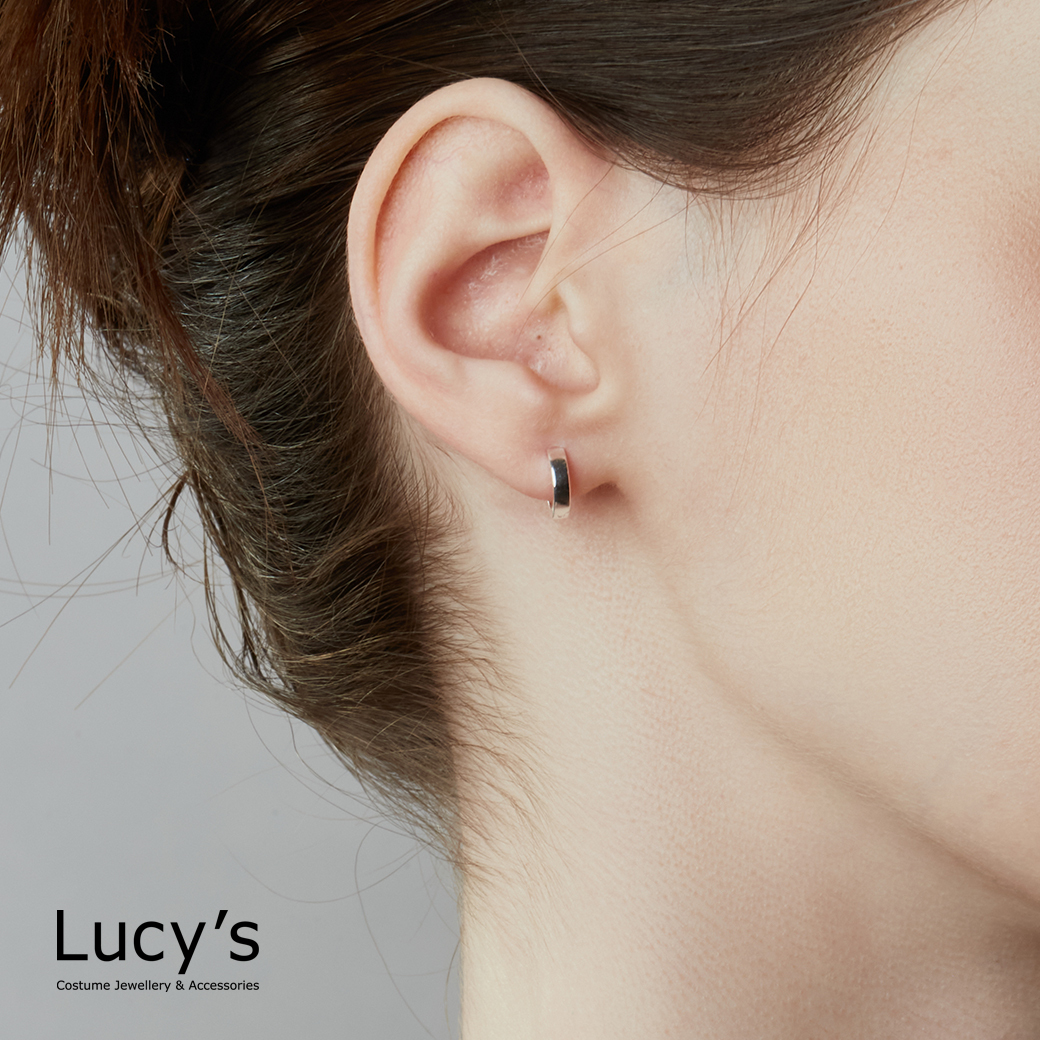 925純銀 素面小圈 易扣耳環 (119670)