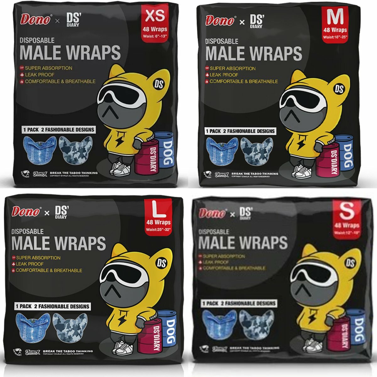 Dono Manners Wear for Male Dogs 48pcs