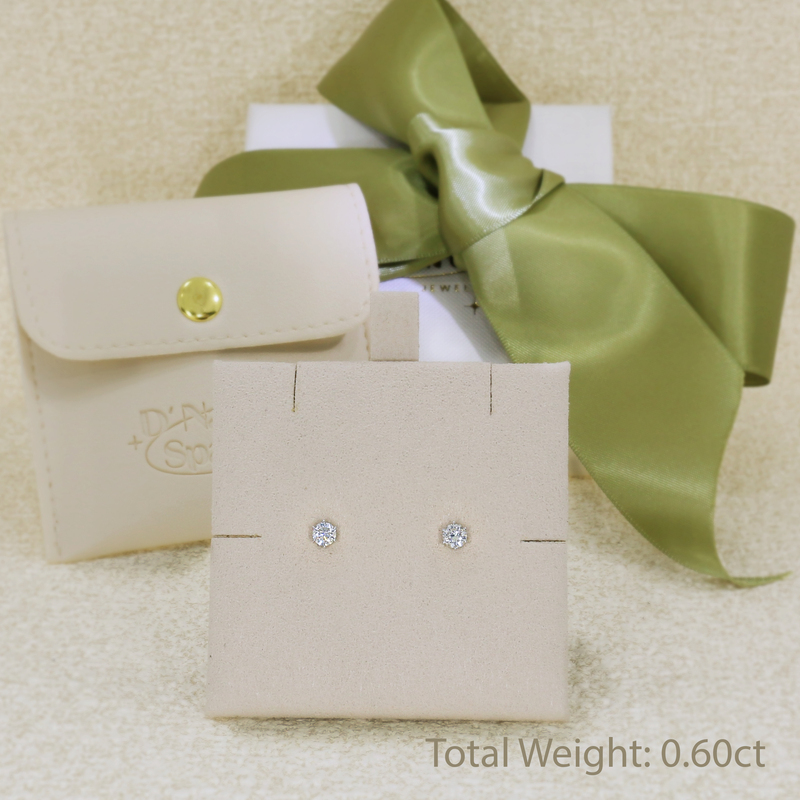 18K白金30份鑽石六爪耳環