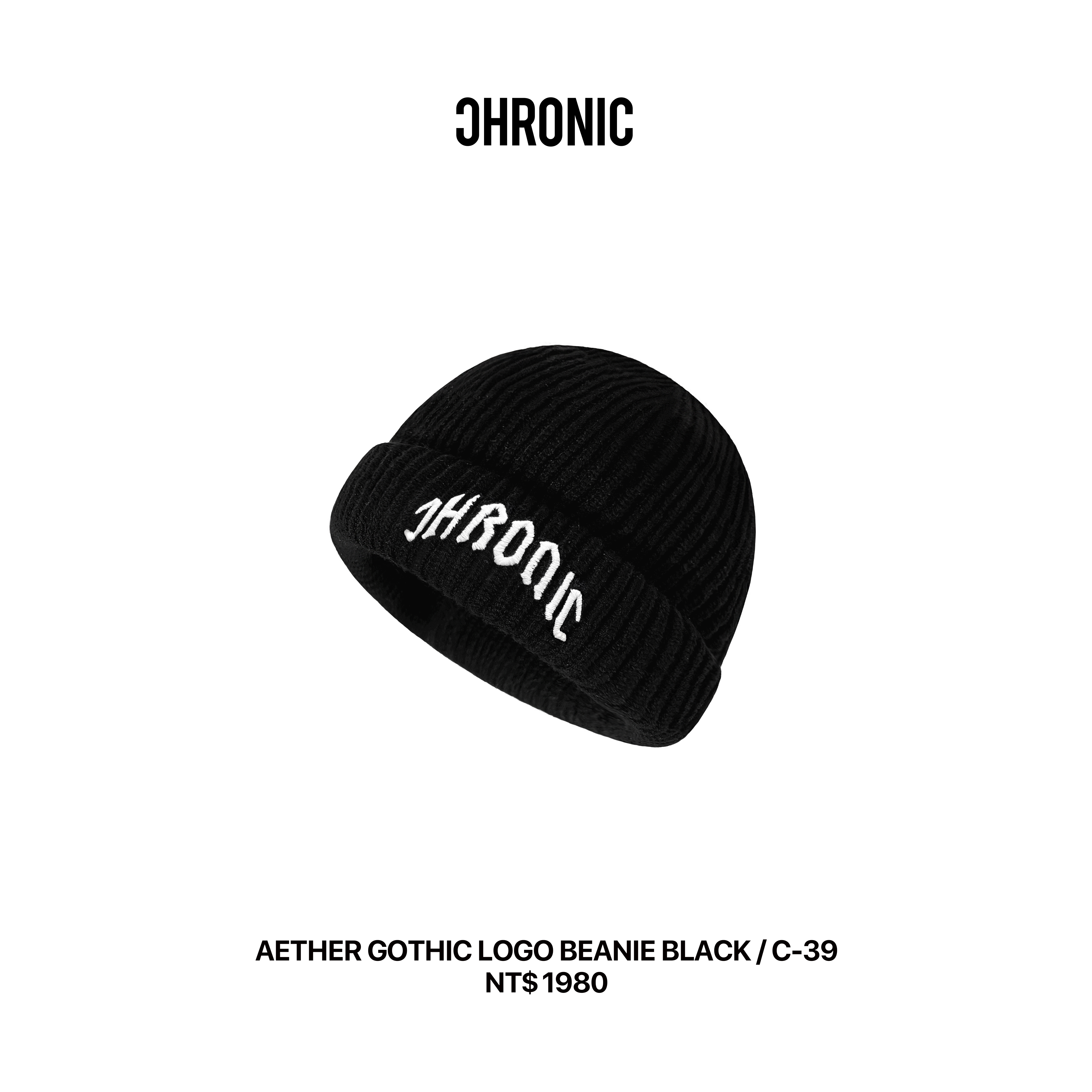 AETHER GOTHIC LOGO BEANIE BLACK / C-39