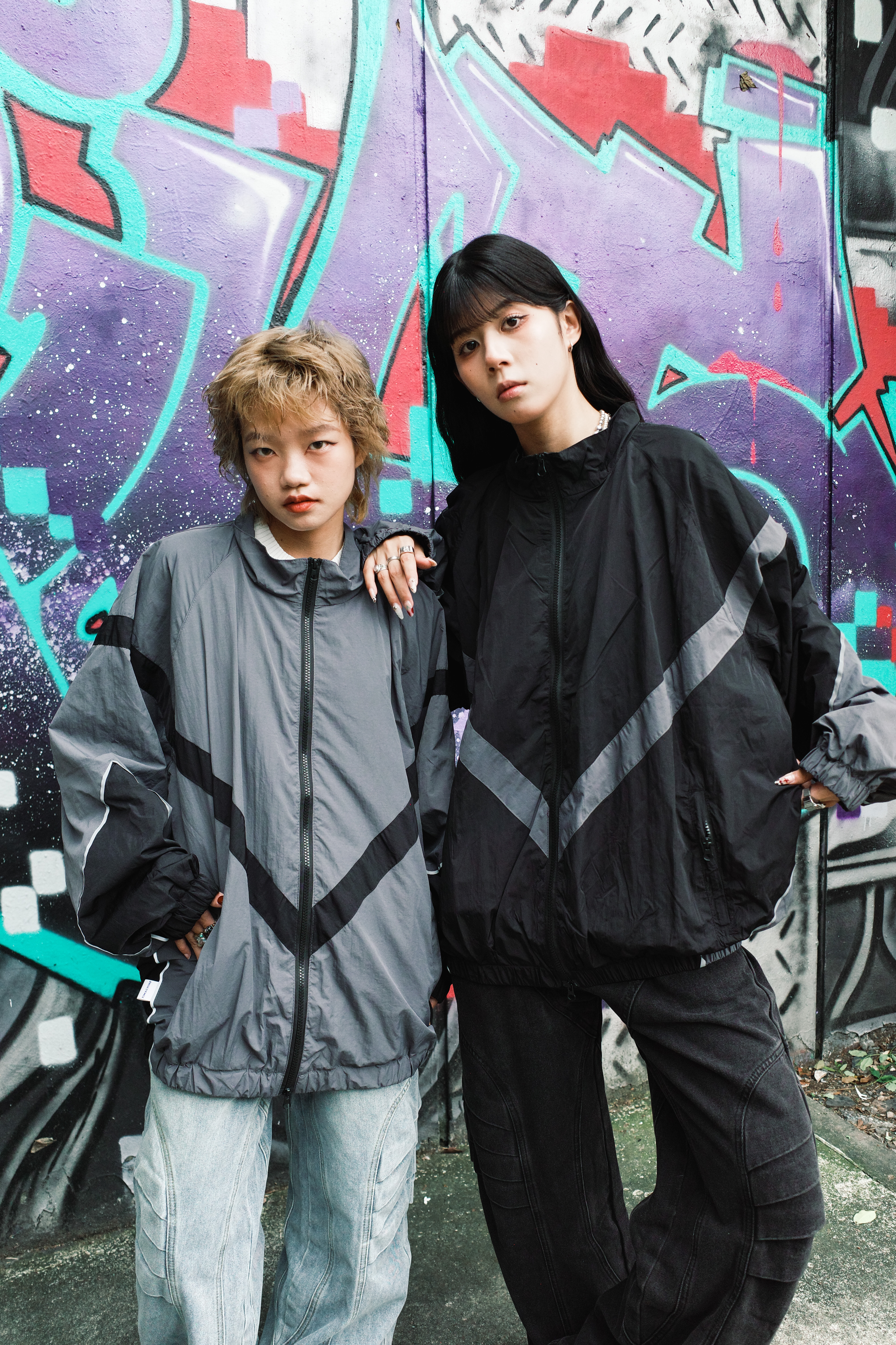 『Always_Good』撞色 拼接 立領 風衣 外套