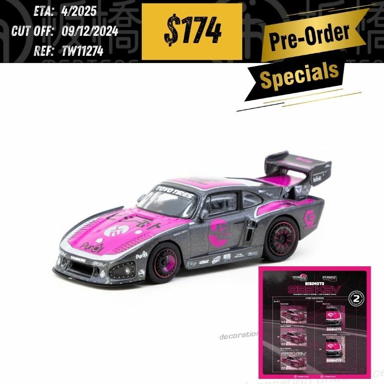 PO-$174 * TARMAC * 1:64 Bisimoto Porsche 935 K3V Model Car + Trading Cards Combo Set [OD27/11]