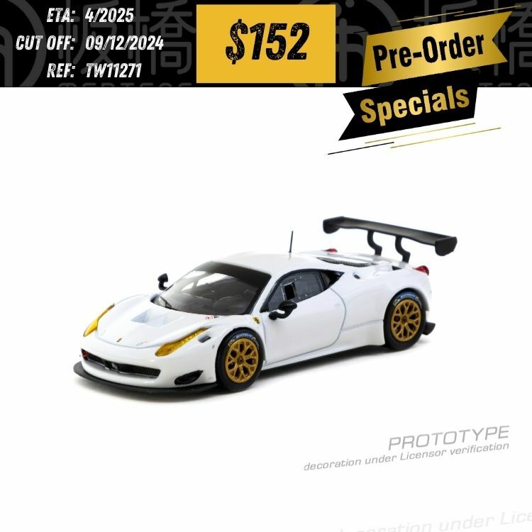 PO-$152 * TARMAC * 1:64 Ferrari 458 Italia GT3 White [OD27/11]
