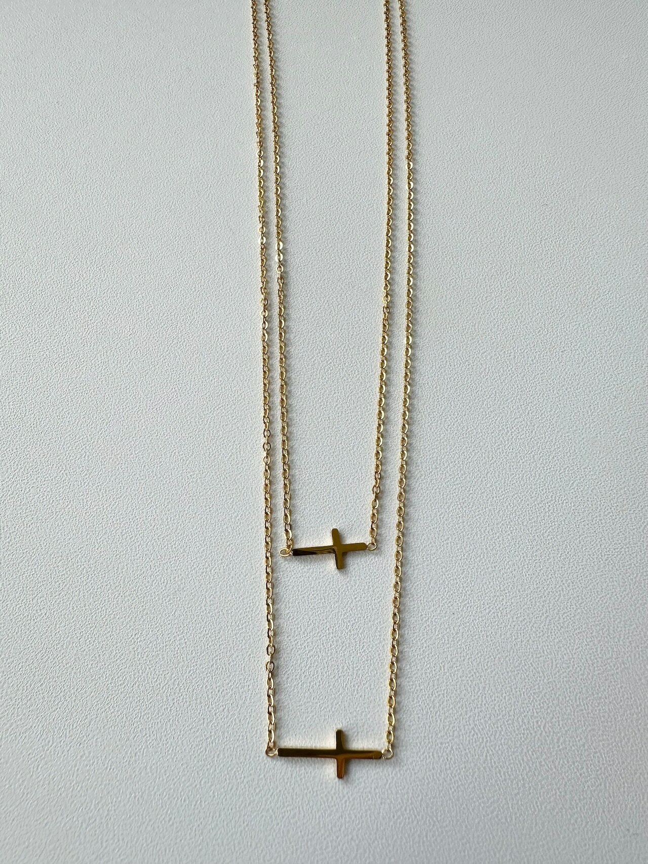 SS double cross gold necklace