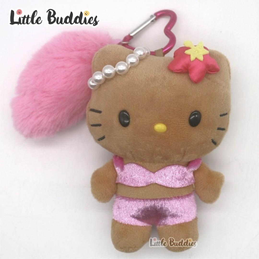 日本 Sanrio Hello Kitty 豹紋系列 - 心形扣毛毛公仔匙扣