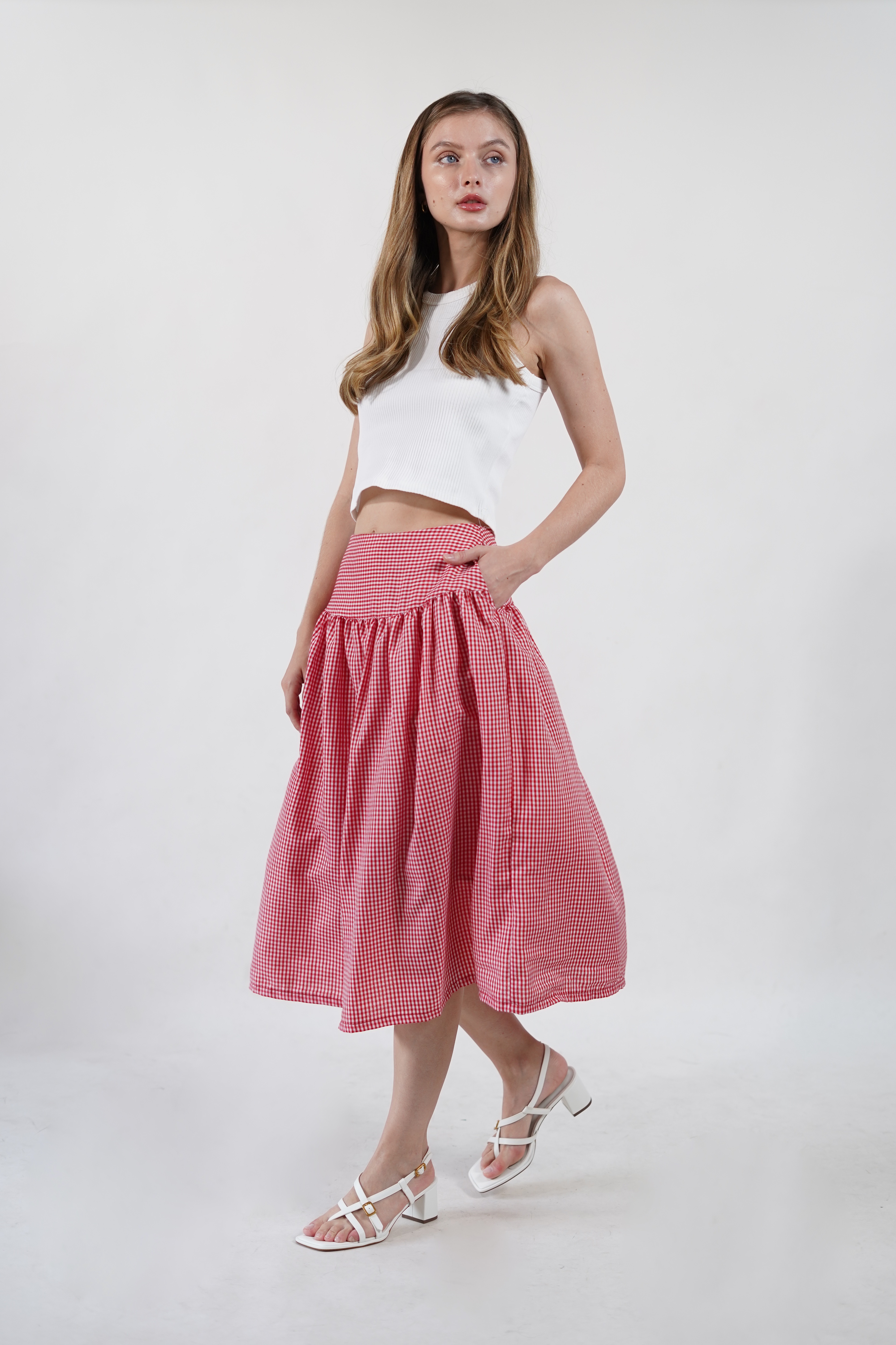 Elijah Gingham Skirt - Red