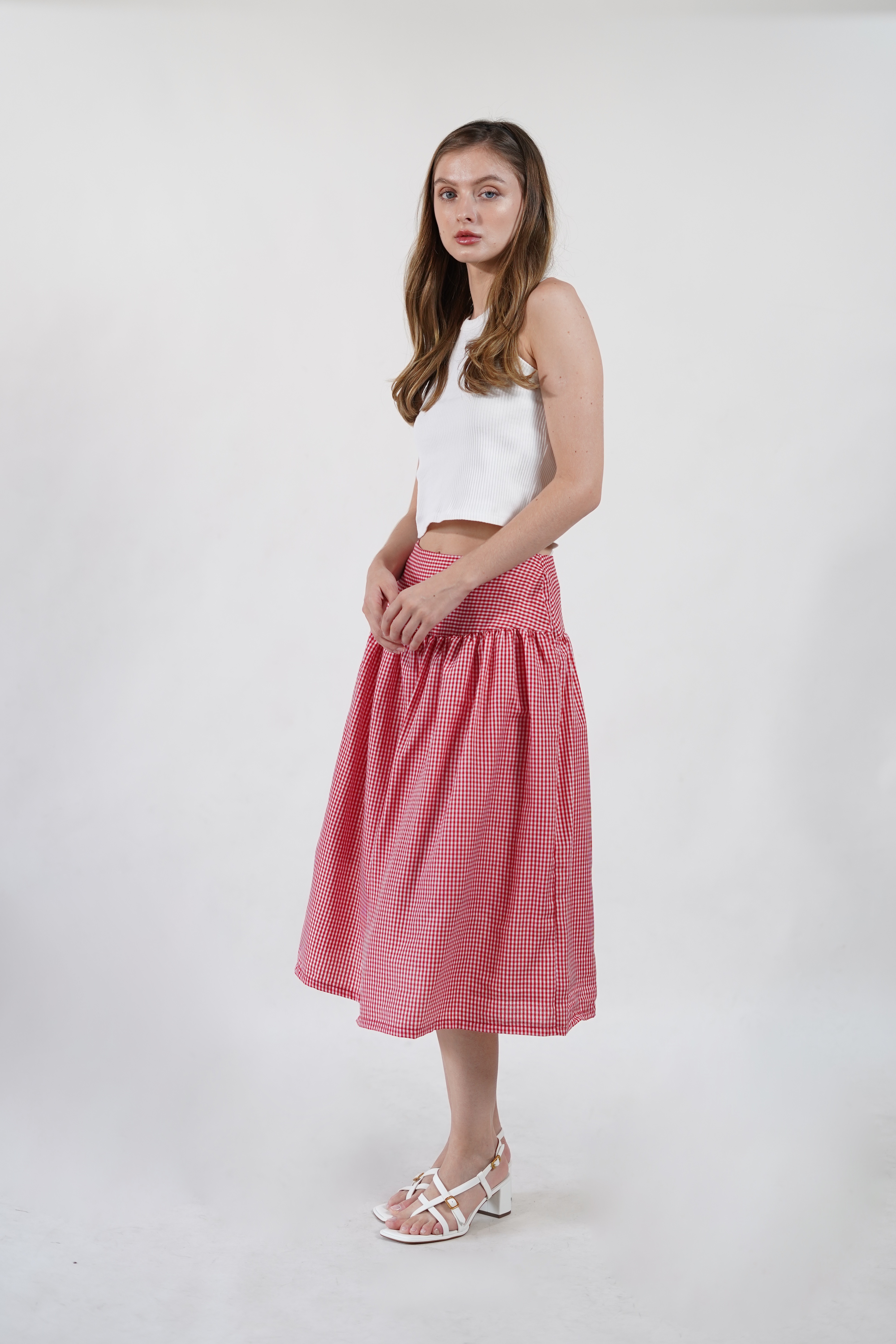Elijah Gingham Skirt - Red