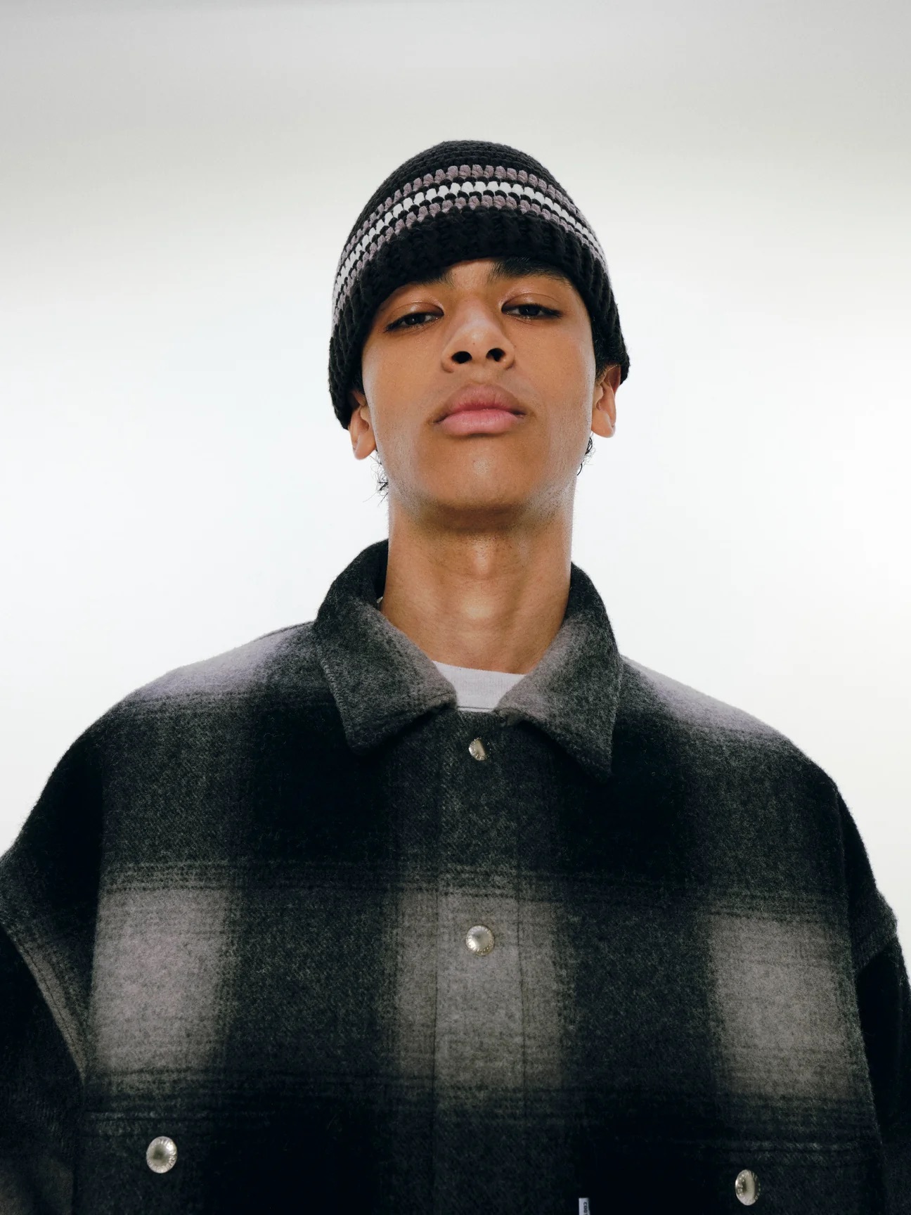 COOTIE PRODUCTIONS 24F/W OMBRE CHECK WOOL COVERALL