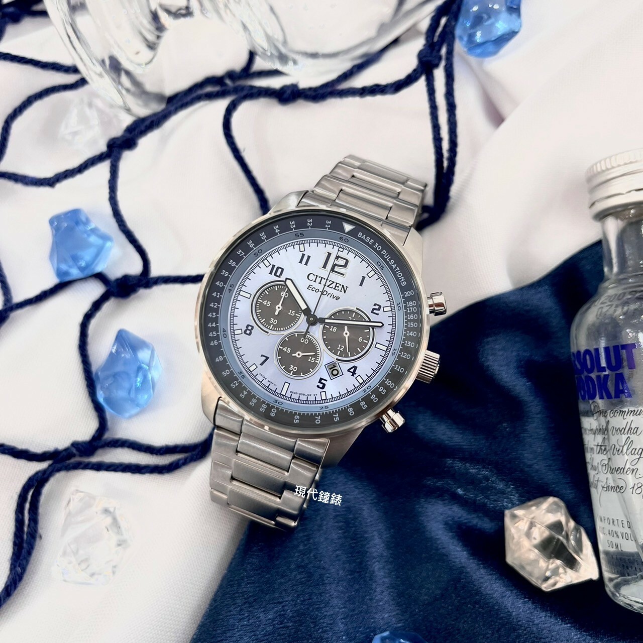 【CITIZEN 星辰】Chronograph系列 冰川藍三眼計時男錶 CA4500-83M 44mm現代鐘錶