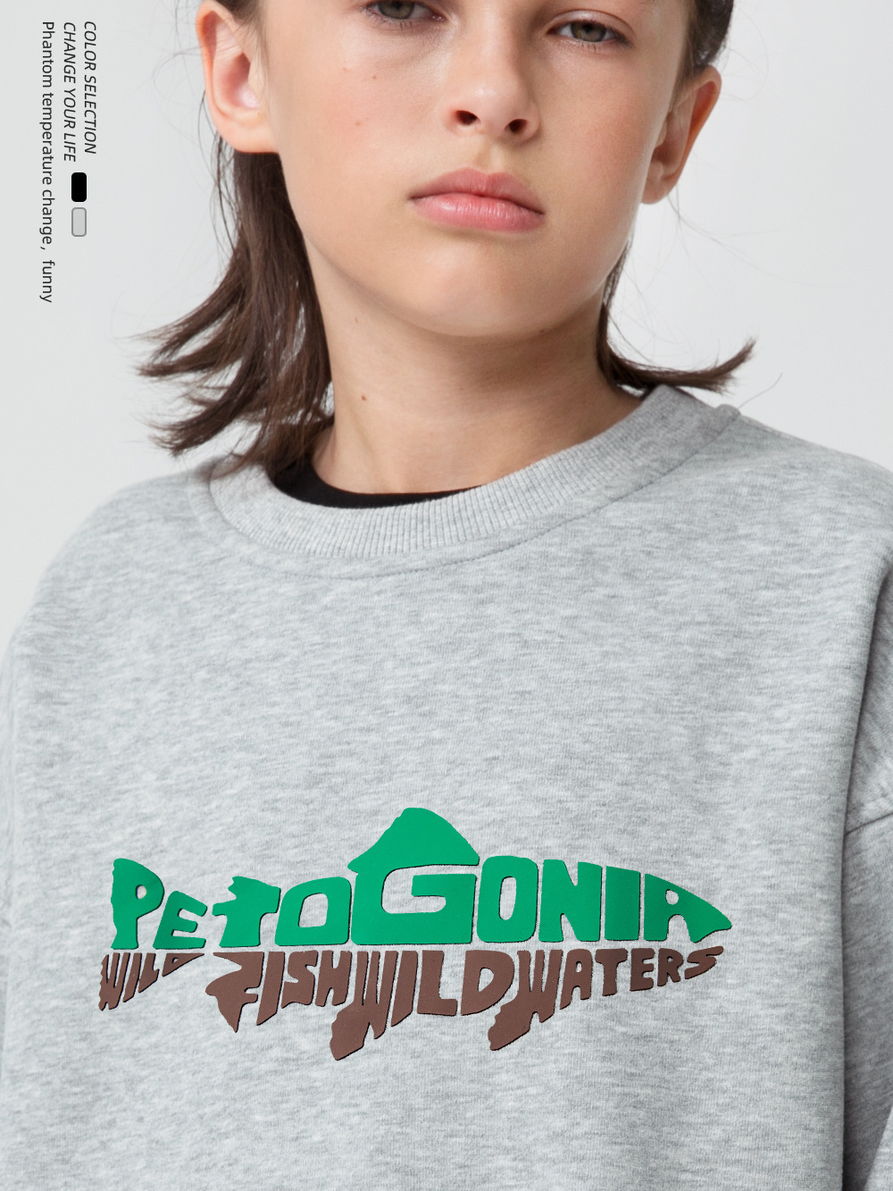 加絨抽象海豚粒體字寬鬆潮牌衫