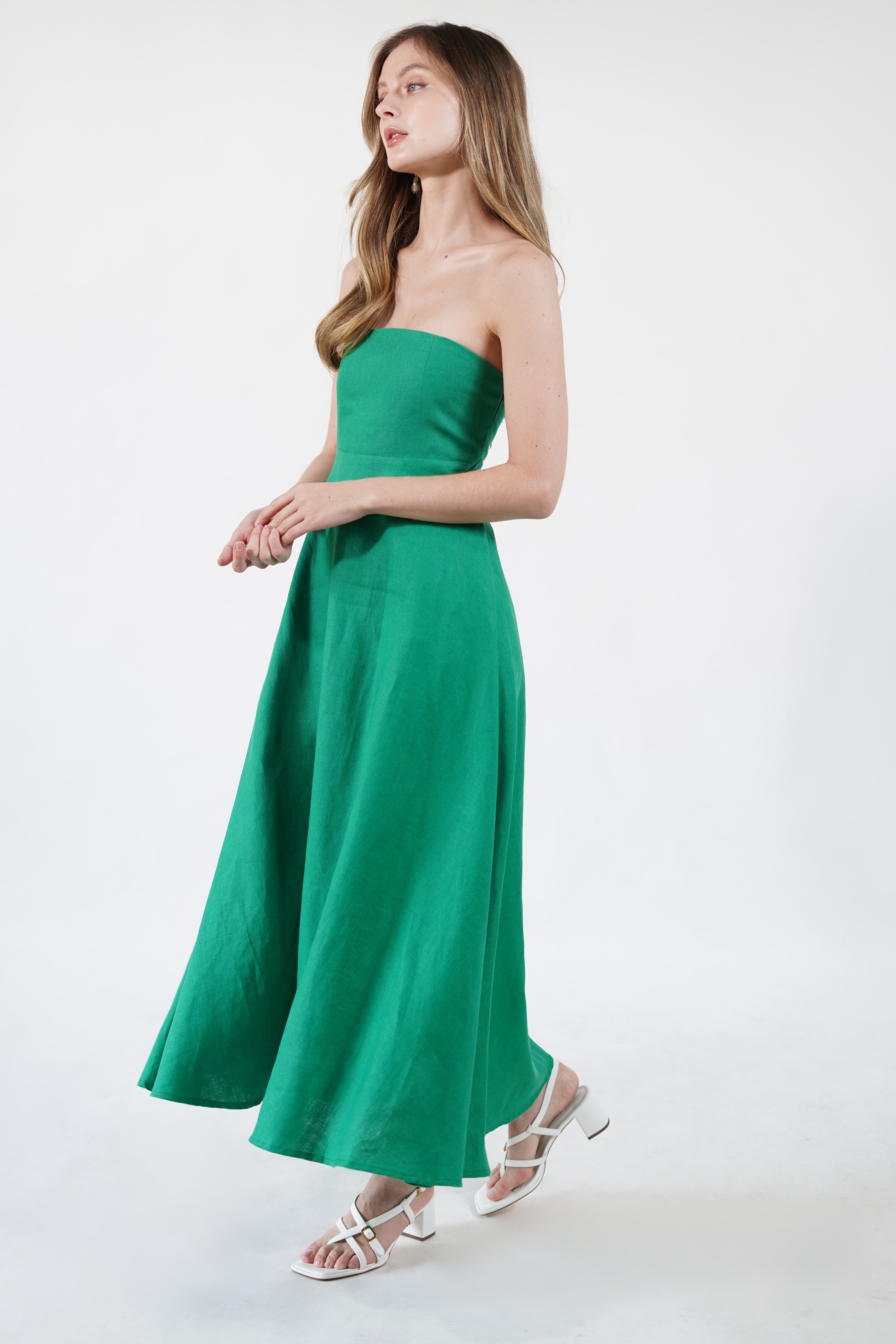 Margaret Linen Dress - Green